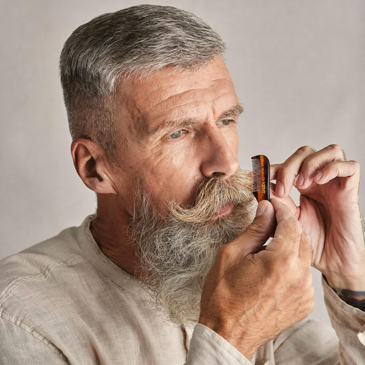 Kent a 81T X-Small Gentleman'S Beard and Mustache Pocket Comb, Fine Toothed Pocket Size for Facial Hair Grooming and Styling. Saw-Cut of Quality Cellulose Acetate, Hand Polished. Hand-Made in England image number 1