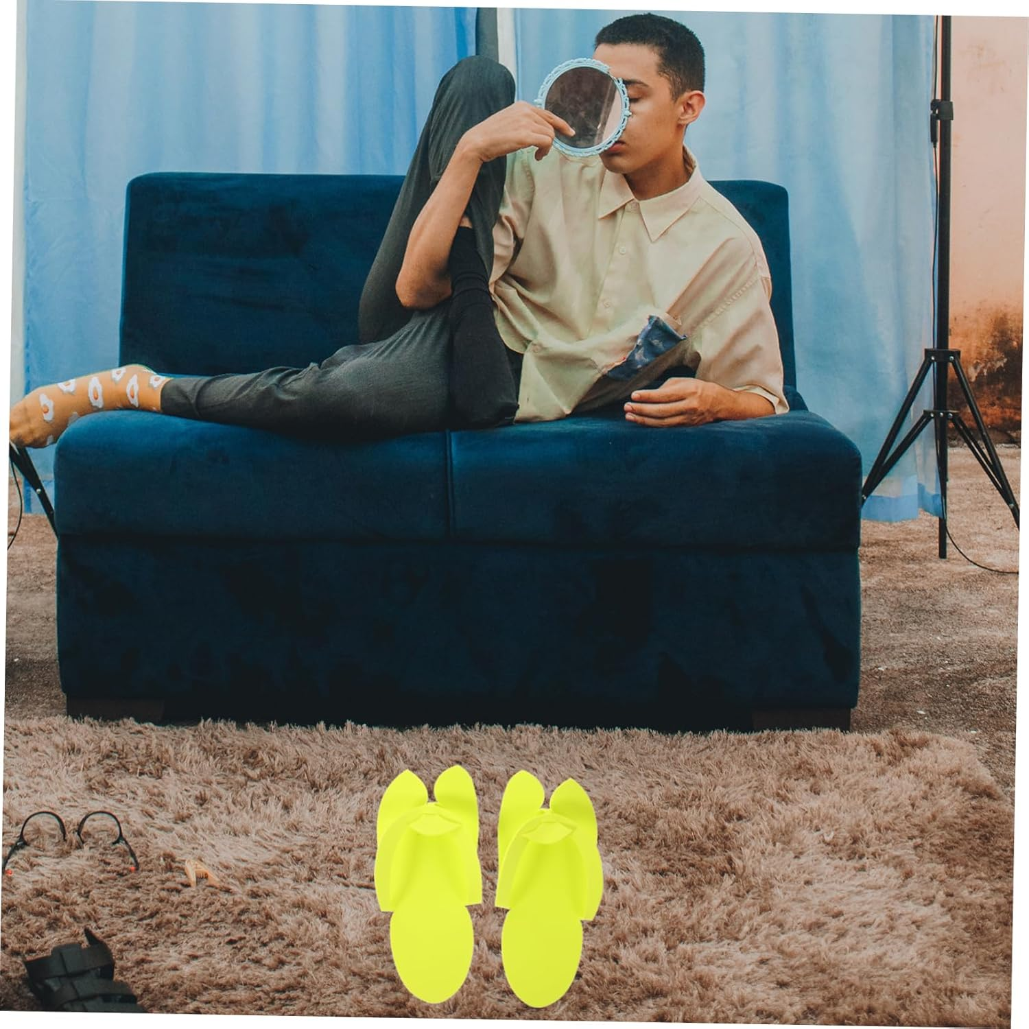 Beavorty 12Pairs Eva Foam Manicure Slippers for Women Men Beach Flip-Flops Disposable Spa Hotel Slippers Random Color image number 6