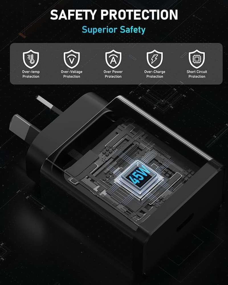 Aerostralia 45W Super Fast Charger - 2Pack USB C Fast Charger Compatible with Samsung S25/S24/S23 with 2M/6.6FT USBC 100W Cable, 30W/25W PPS USB C Wall Charger with Cord Compatible with Mac Book Air image number 1