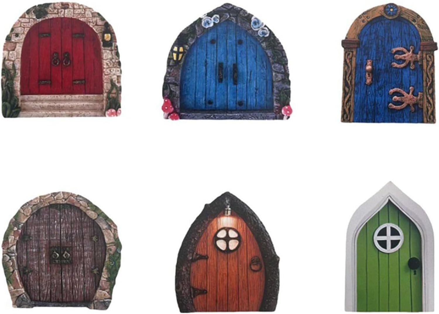 Wooden Fairy Garden Door Ornaments, 6 Pieces Fairy Garden Ornaments Outdoor Decor Wooden Fairy Door,Miniature Door Fairy Garden Ornaments Wood Gnome Door,Mini Fairy Garden Door image number 6