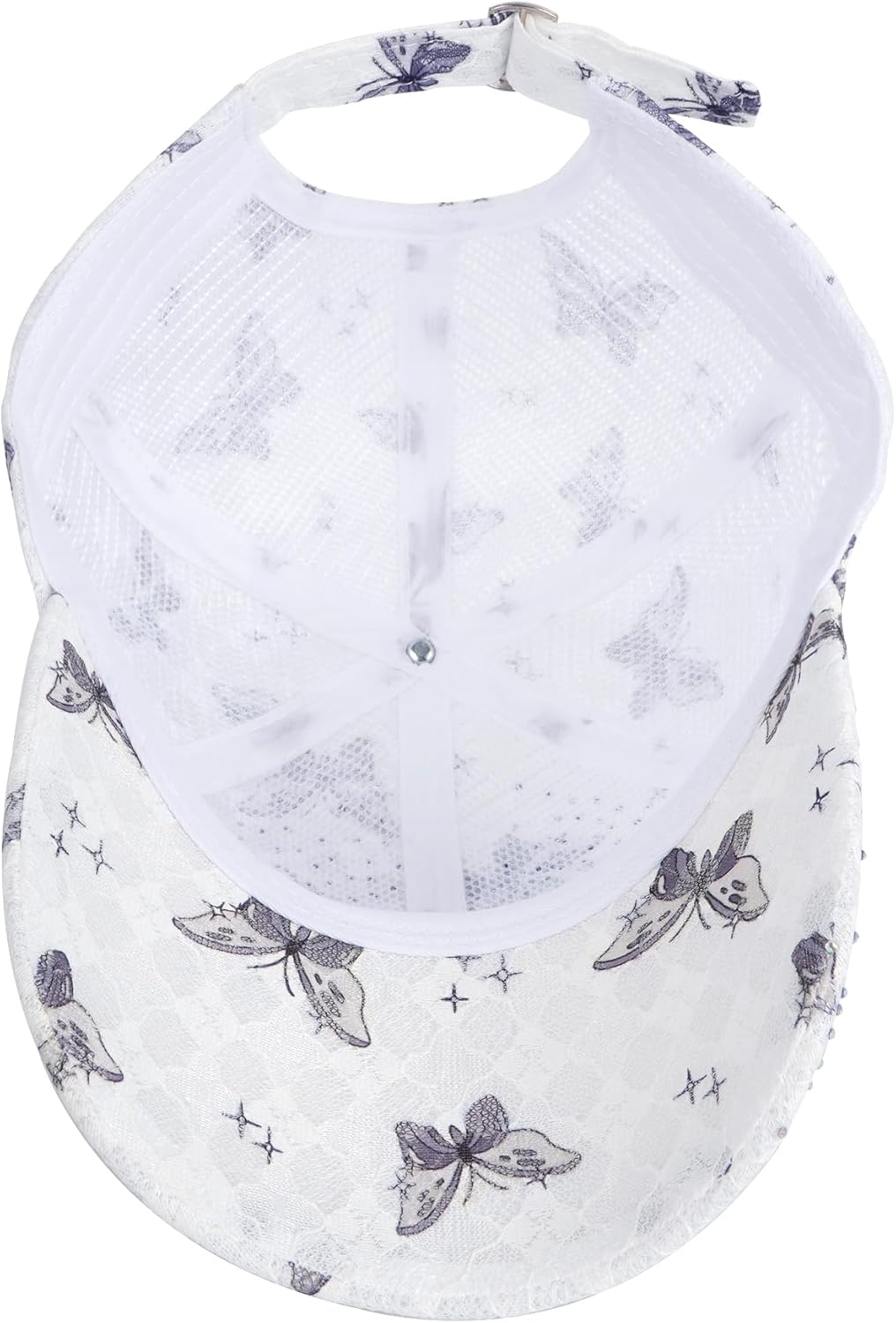 Meliyya Mesh Baseball Cap Rhinestone Butterfly Baseball Cap Summer Sequins Shield Cap Men Women One Size Adjustable