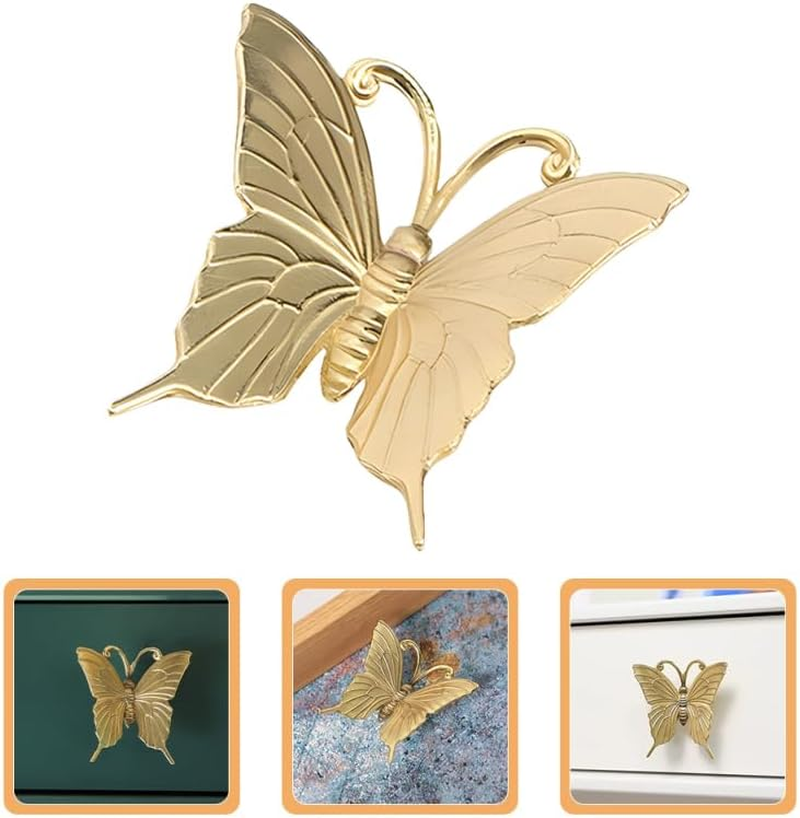 2Pcs Butterfly Cabinet Knobs Elegant Brass Drawer Pull Handles for Furniture Decorative Hardware for Cabinets Wardrobes image number 3