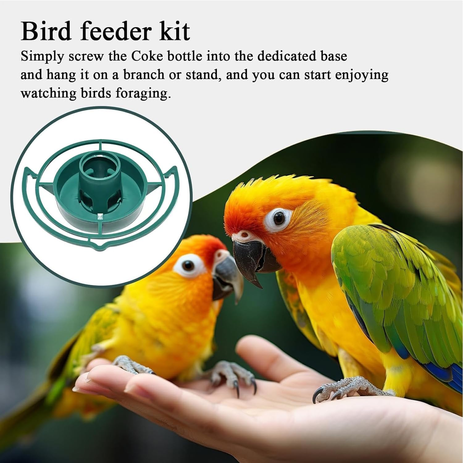 Yharnamite Wild Bird Feeders, Garden Hanging Bird Feeder, Refillable Bottle Top Bird Feeder for Parrots, Lovebirds, Budgies image number 3