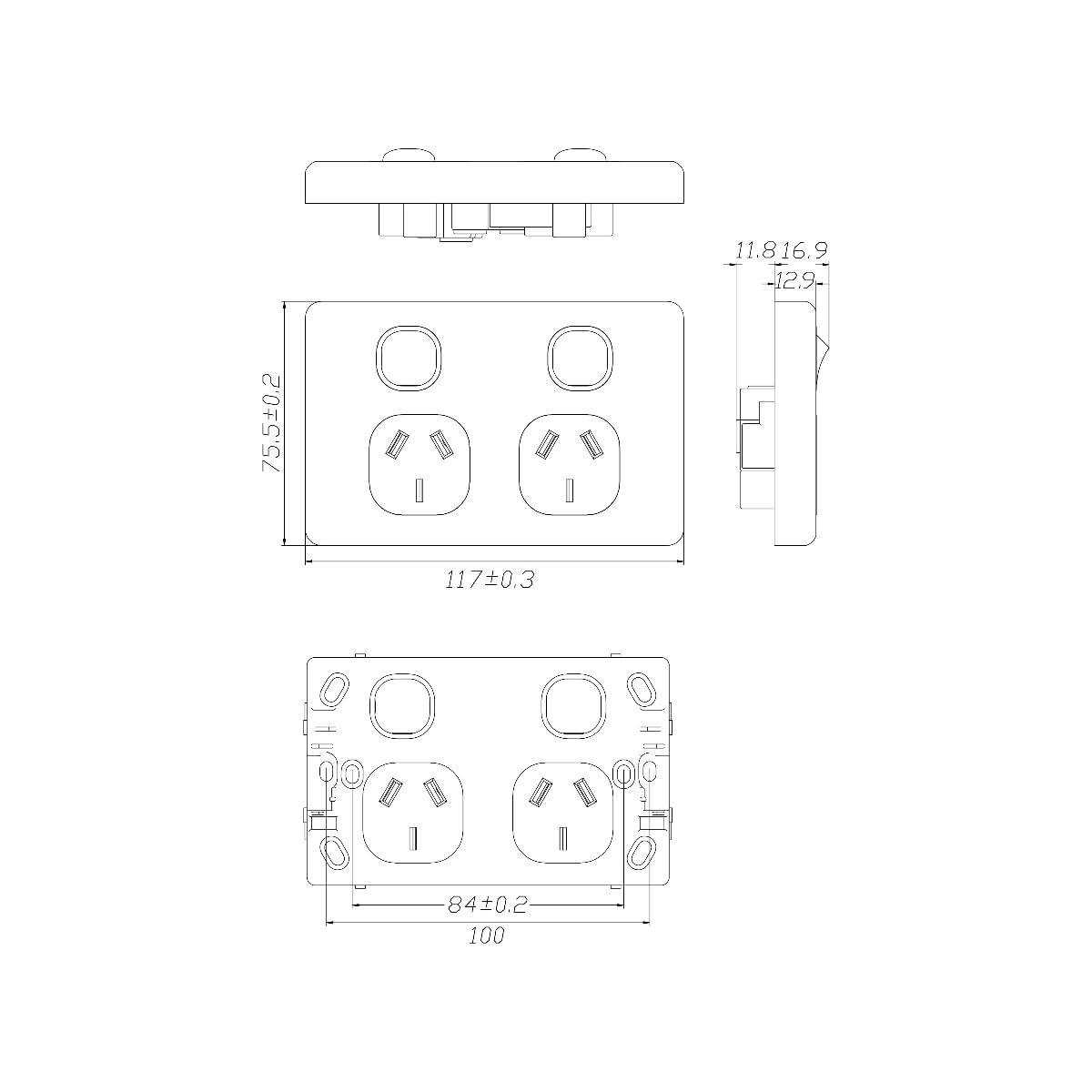 4C | Classic Double Power Point 250V 15A - Horizontal image number 1