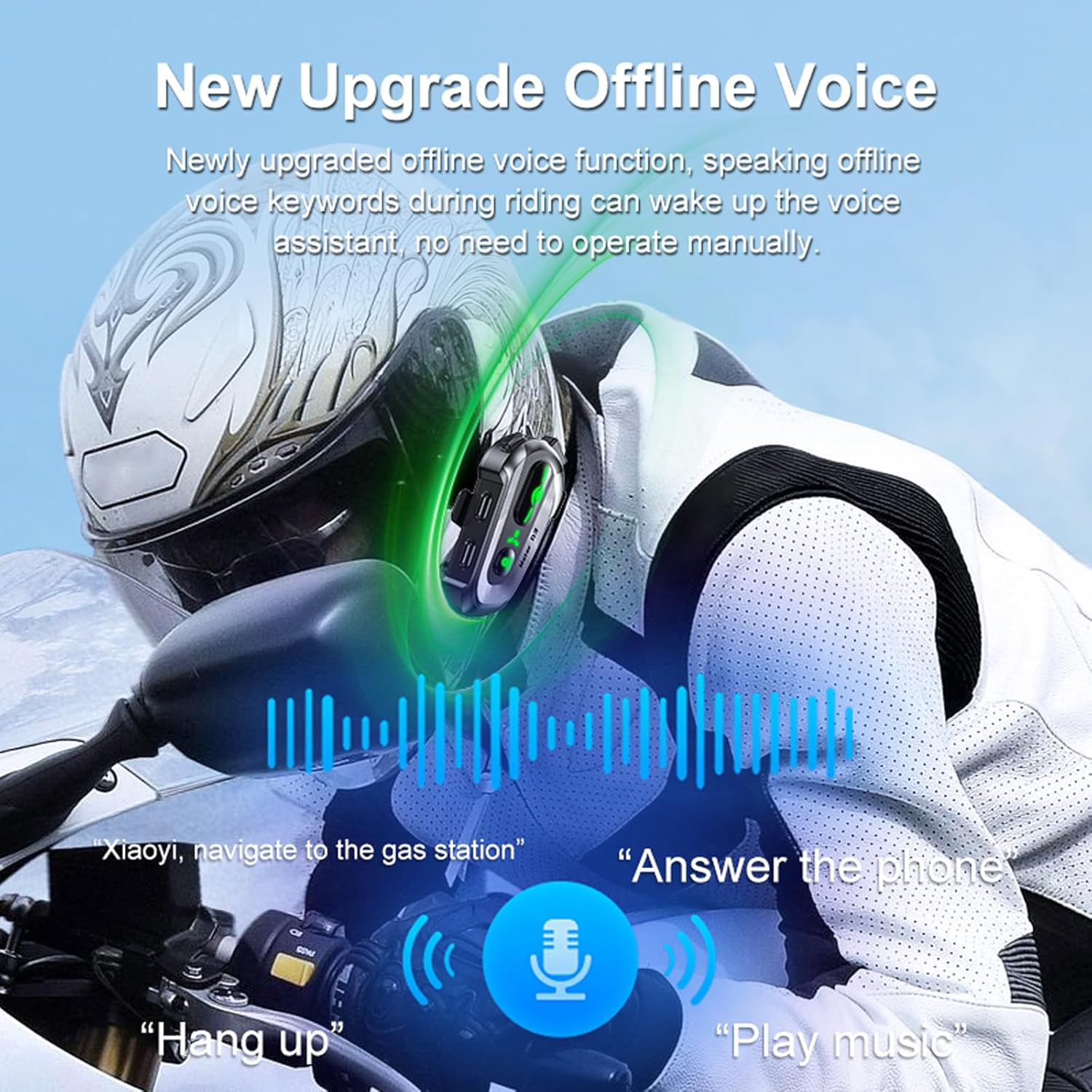 Motorcycle Helmet Headset Bluetooth with Microphone Intercom Motorcycle Intercom Communication System Helmet Headphones Headset for Multiple People Bicycle Motorcycle Wireless Hands-Free Kit image number 2