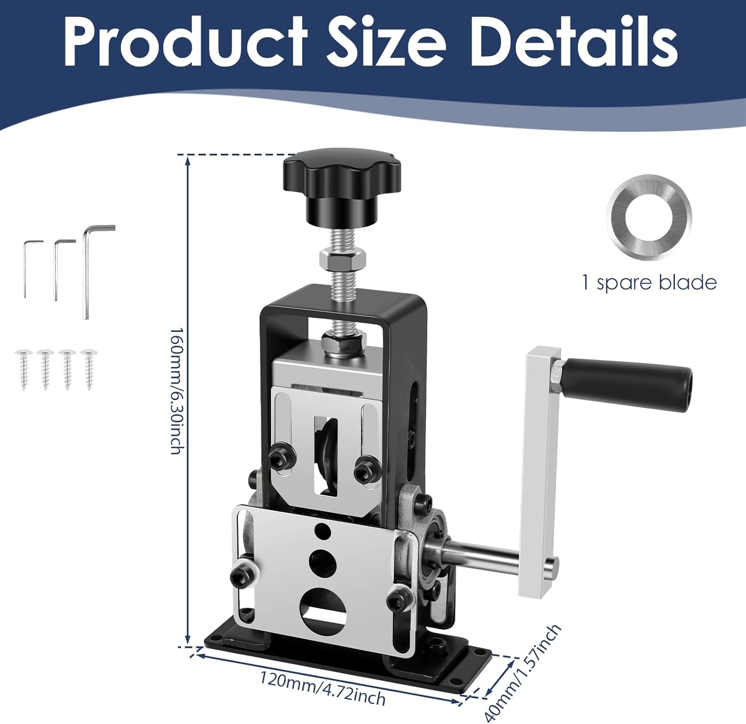 Djapwpx-Wire Stripper Machine Portable Copper Wire Stripper with Hand Crank High Carbon Steel Manual Wire Stripping Machine Multipurpose Wire Stripper Tool for Scrap Copper Wire Recycling image number 1