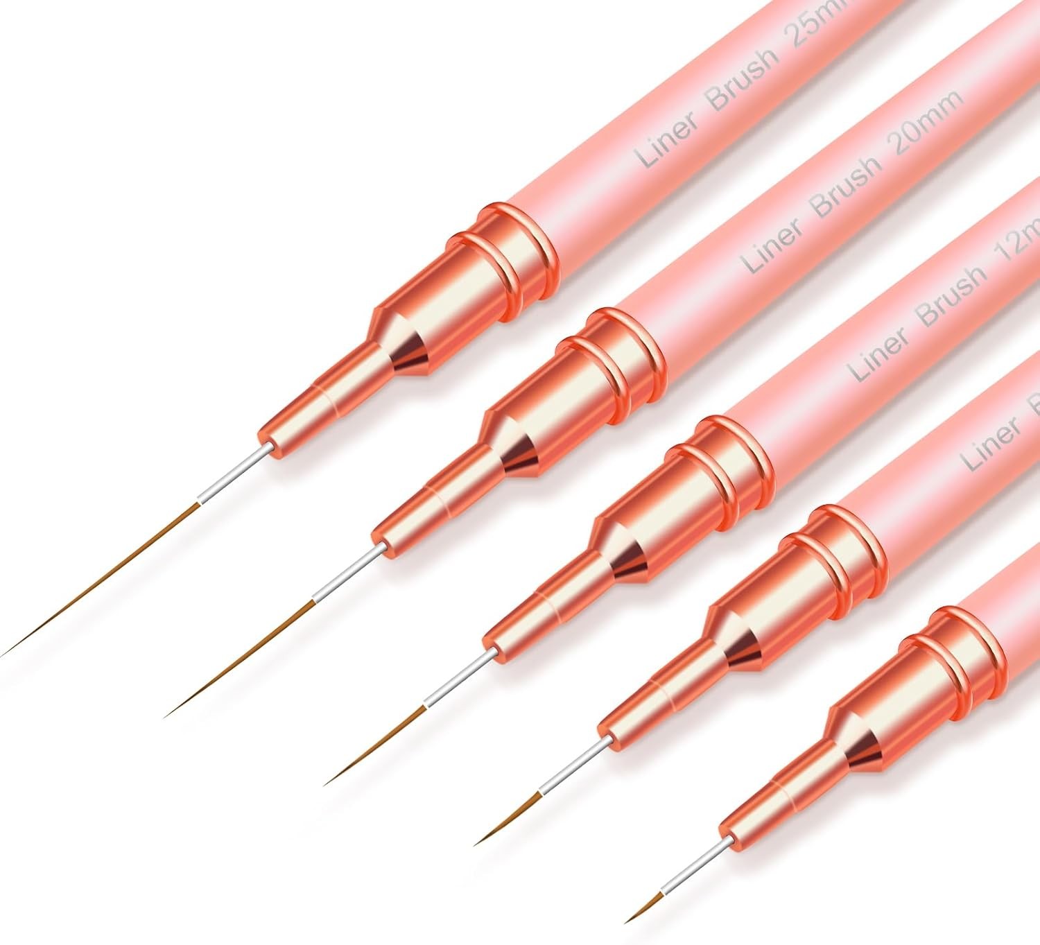 Nail Art Brushes, 6Pcs Nail Design Brushes for Different Lines and Detail Patterns Nail Brushes for Nail Art Salon or Home Use(5/7/9/11/15/25Mm)