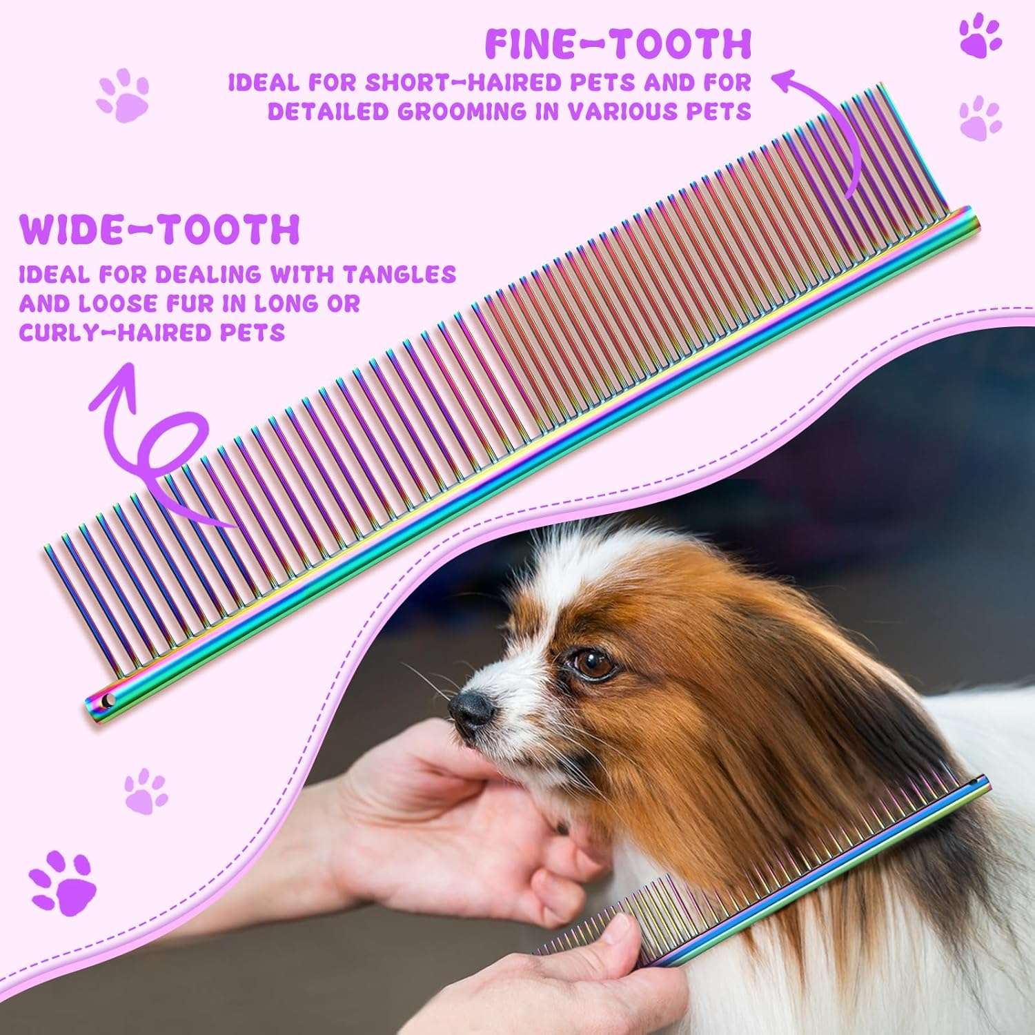 Moontay Professional 7.0" Pet Grooming Scissors Set, 4-Pieces 440C Japanese Steel Straight & Curved & Thinning & Chunker Shears/Scissors with 1 Grooming Comb for Dog Cat and More Pets, Multicolour image number 4