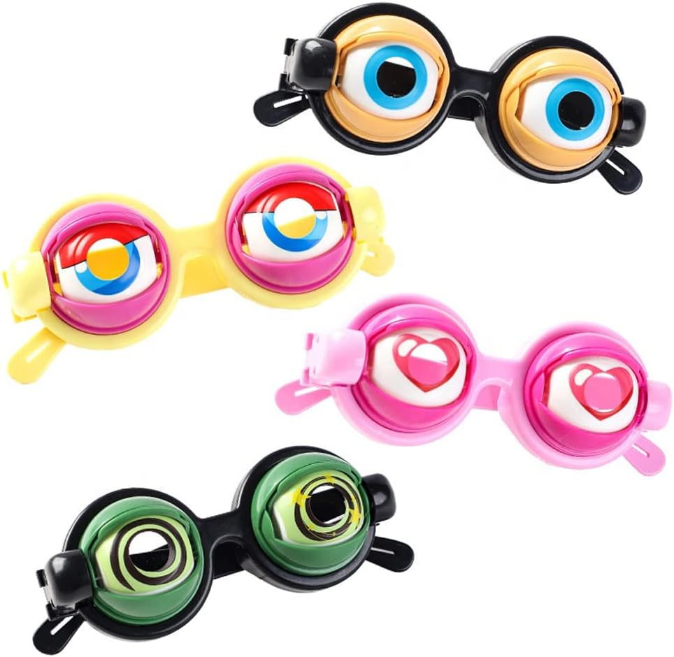 Zingtsing Funny Eye Glasses Crazy Eyes Eyewear Party Supply Puckish Party Glasses Novelty Eyeglasses Fancy Dress up Party Props Cosplay Props- 4PACKS image number 3