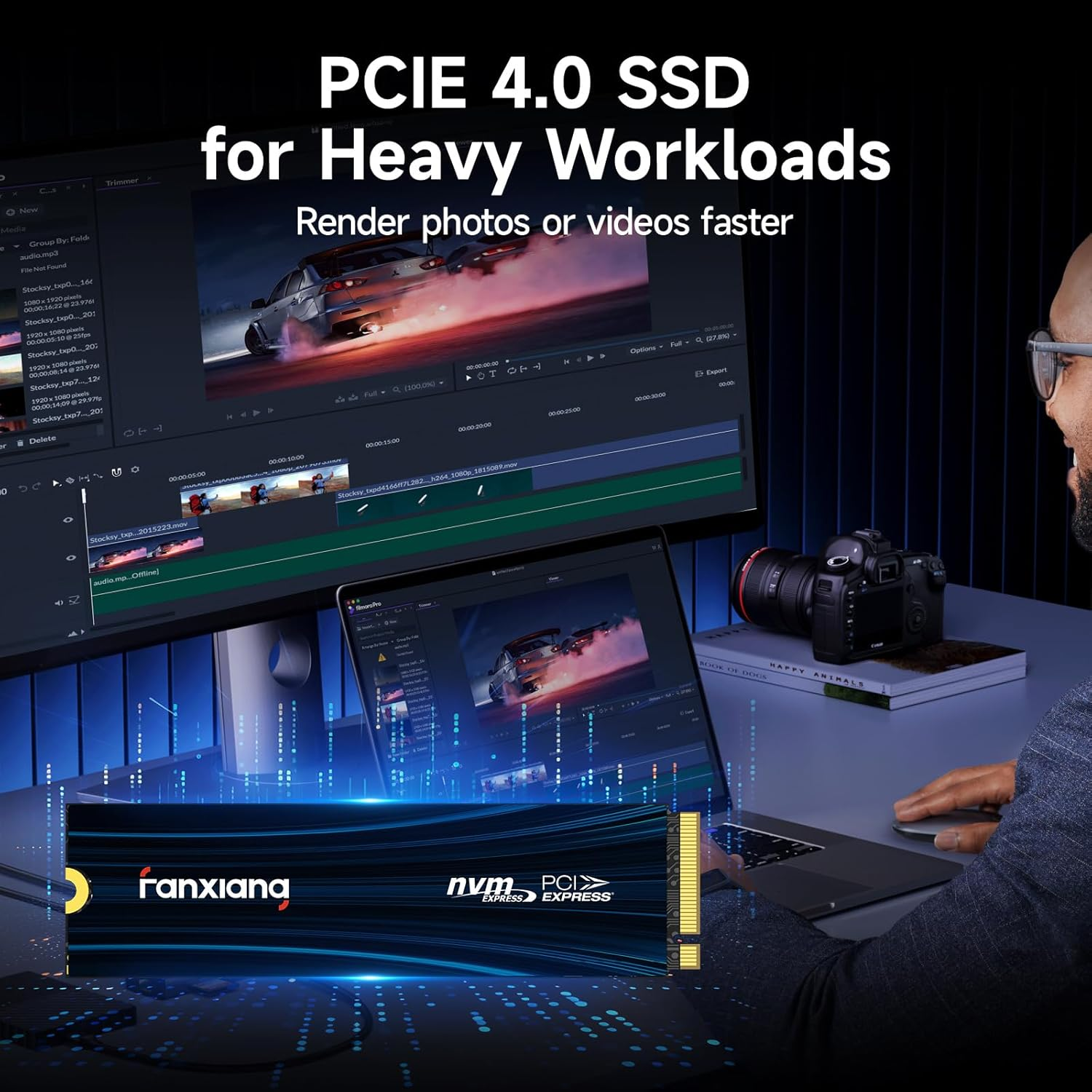 Fanxiang 1TB SSD Nvme SSD Pcie Gen4 Gaming SSD M.2 2280, up to 7100Mb/S Compatible with PS5, Internal Solid State Drive for Gamers, Professionals, Creators S880E image number 4