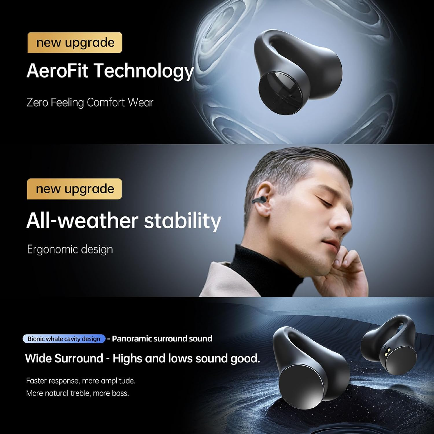 Generic Bone Conduction Earbuds, Clamp/Holder on 5.3 Headphones, Sweatproof and Comfortable for Fitness, Running, Gym Workouts for Small Ears image number 6