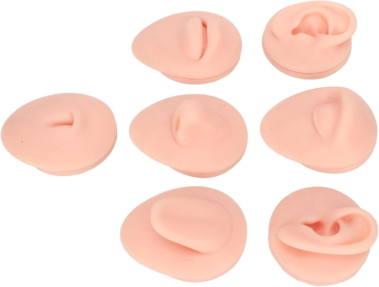 7Pcs Silicone Body Model, Simulation Penetrating Ear Nose Mouth Tongue and Belly Button Teaching Tool image number 3