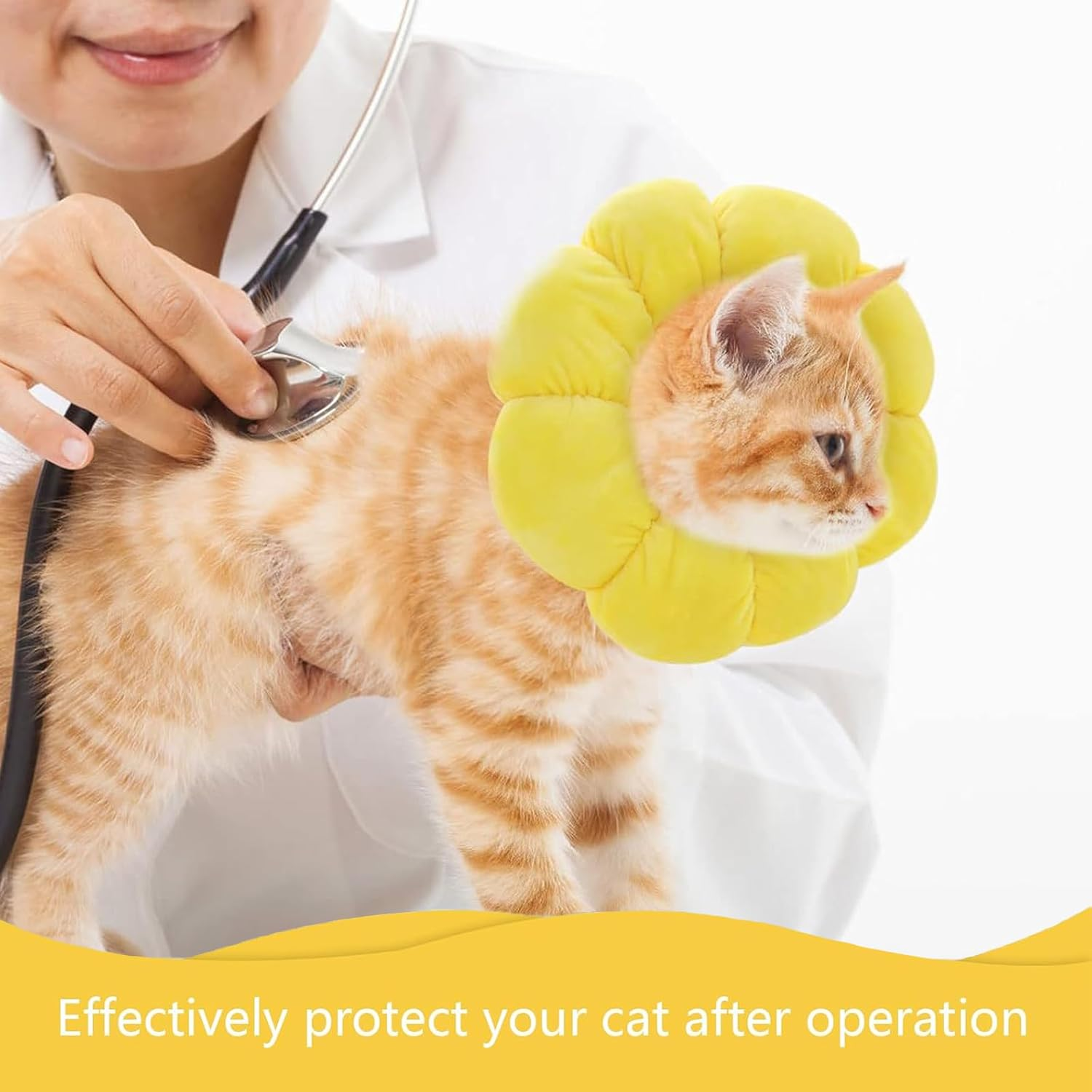 Cat Collar, Cat Collar, Adjustable Collar, Cat Collar for Cats, Small Dogs, after Surgery, Soft Sunflower Cat Recovery Collar, Collar Cone (S) image number 4