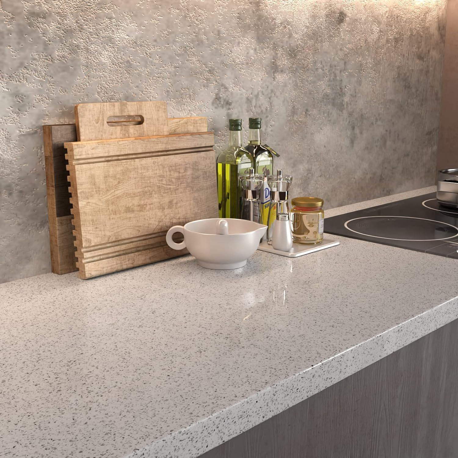 Glossy Marble Contact Paper for Countertop Marble Peel and Stick Wallpaper Granite Wallpaper White Marble Sticker Waterproof Marble Self Adhesive Wallpaper Removable15.7&rdquo;&times;118&rdquo; Easy to Install image number 4