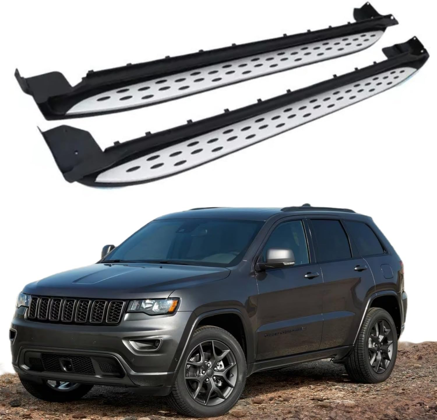 TINIANHHCT 2PCS Running Boards Fits for Jeep Grand Cherokee 2011-2021 Side Steps Bars Pedal Black(With Brackets) image number 4
