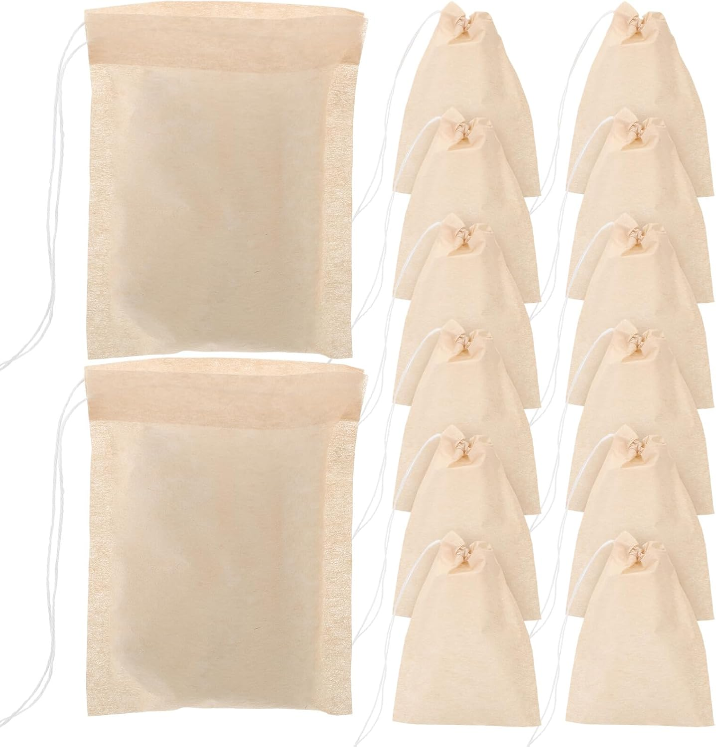 FUNNETOYU Disposable Tea Filter Bags with Drawstring 100Pcs Paper Loose Leaf Coffee and Tea Infuser Bags (6X8Cm) Biodegradable Coffee Filter for Home Brewing image number 4