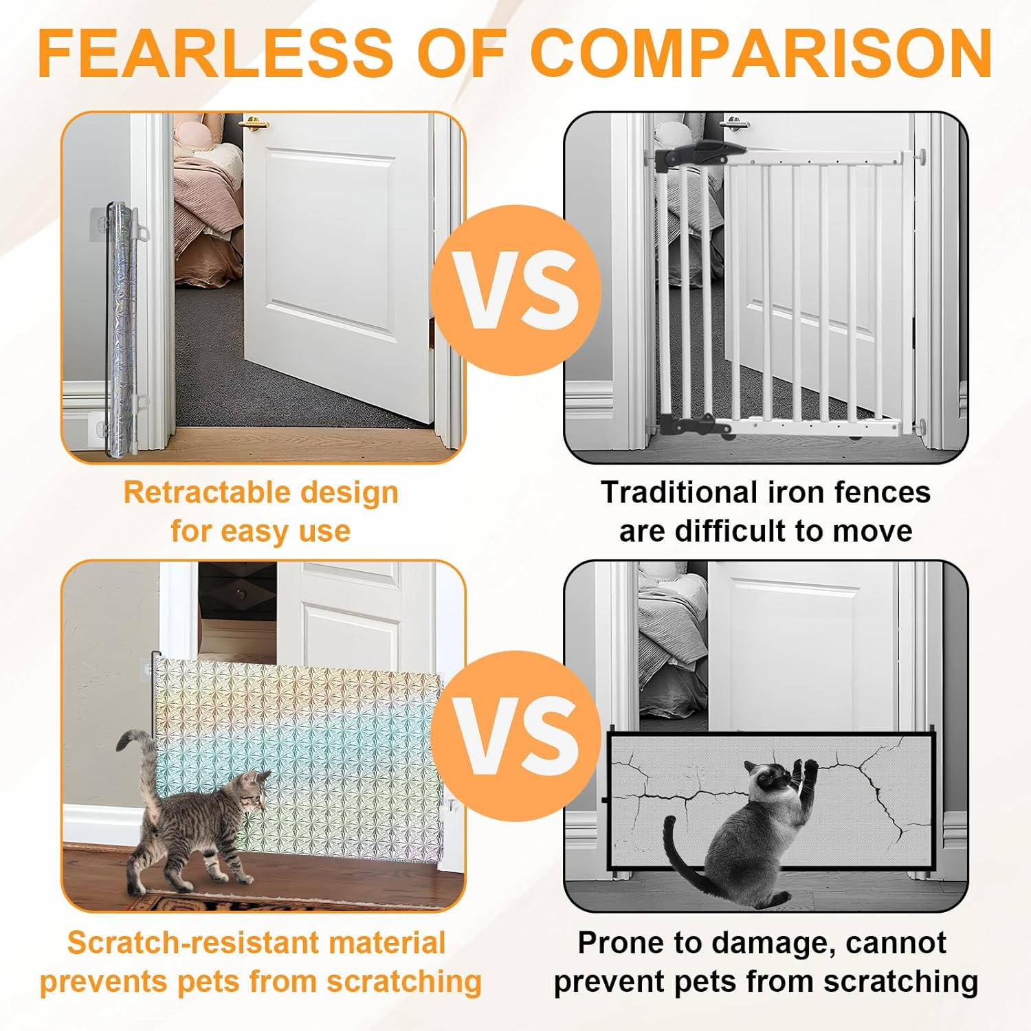 Stair Safety Gate, No Drilling, Extendable, Retractable Pet Gate, Pet Gate for Indoor Use, Pet Safety Gate, Suitable for Cats and Dogs, 40 X 125 Cm image number 5