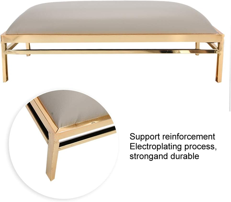 Nail Art Hand Pillow, anti Slip Soft Nail Arm Rest, Washable PU Leather Nail Armrest, with Steel Stand for Salon Home, Nail Art Equipment Tools (Marble) (Grey) image number 5