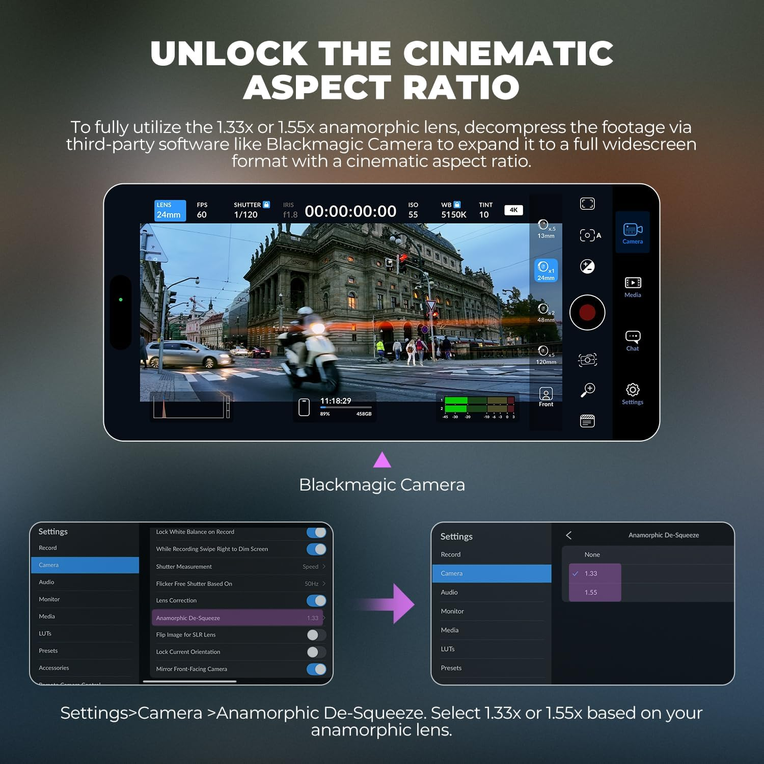 Freewell 1.33X Gold Anamorphic Lens Compatible with 17Mm Mount Iphone, Samsung - Cinematic Smartphone Lens with Wide Aspect, Rich Gold Flare, and Enhanced Film Look image number 1