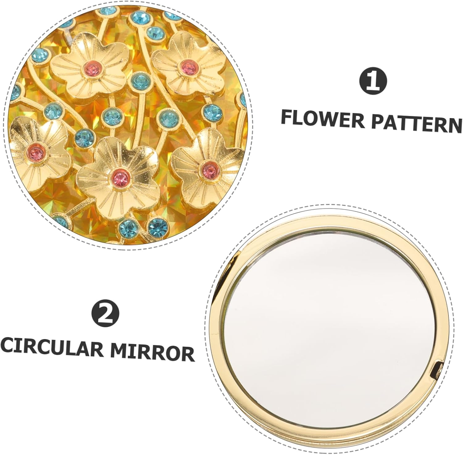 FOMIYES Retro Gold Makeup Mirror Compact Travel Mirror for Handbag Portable Handheld for Cosmetics image number 1