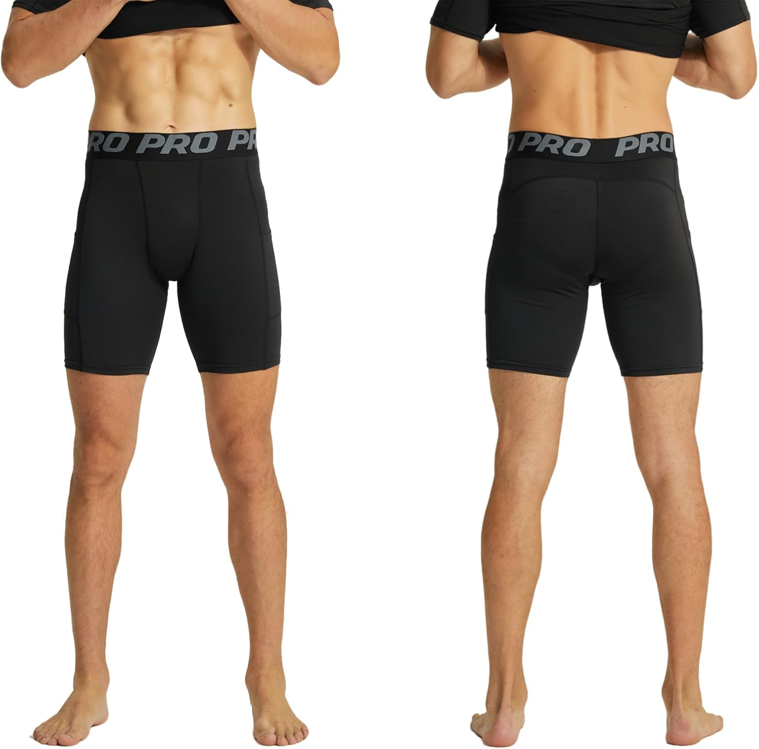 KAHEYQI Men'S Compression Shorts with Pocket Spandex Cool Dry Moisture Wicking Shorts for Athletic Running Gym Workout Base Layer image number 5