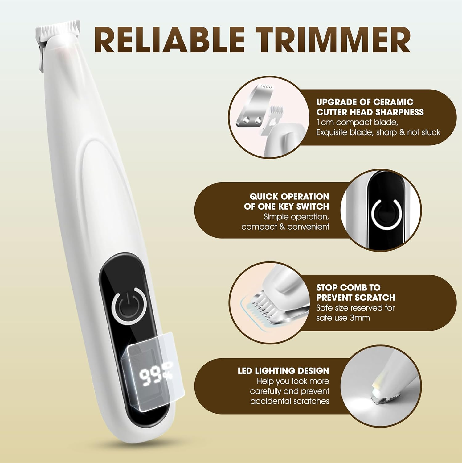 Electric Pet Grooming Kit &ndash; Low Noise Cordless Dog & Cat Clippers, Precision Trimmer, Nail Clippers, USB Rechargeable, for Home Grooming & Hair Trimming image number 6