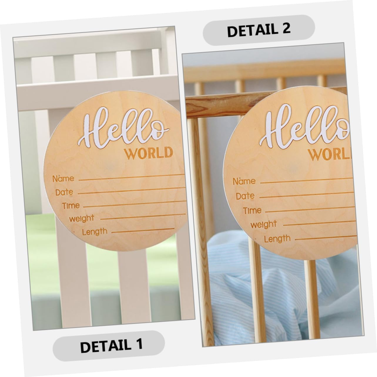 2Pcs Wooden Name Sign Announcement Sign for Newborn Photo Prop Decor for Nursery Cards image number 5