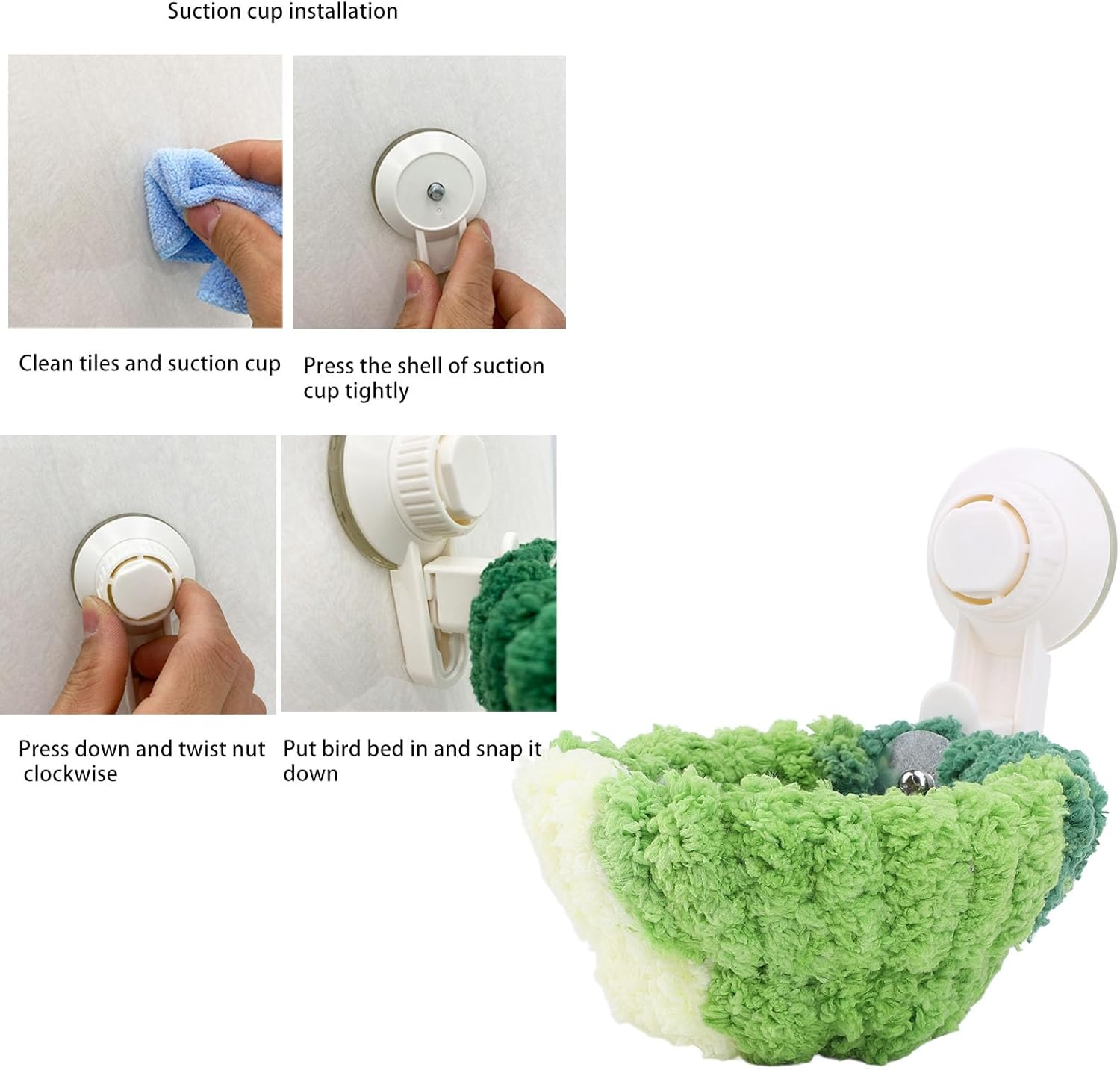 Suction Cup Bird Nest, Warm Bird Sleeping Bed with Cozy Plush Lining, Velvet Nest for Travel Car Window Outdoor (Large) image number 5