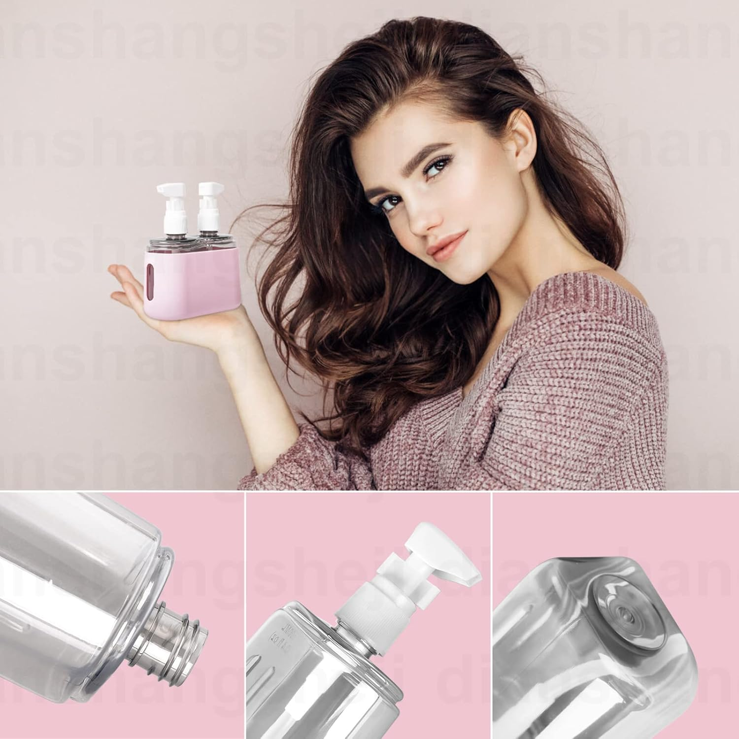 Yamadura Travel Bottles for Toiletries, TSA Approved Travel Containers, Refillable, Portable, Spray Bottles and Pump Bottles with Labels for Creams, Perfumes and Shampoos (Pink) image number 5