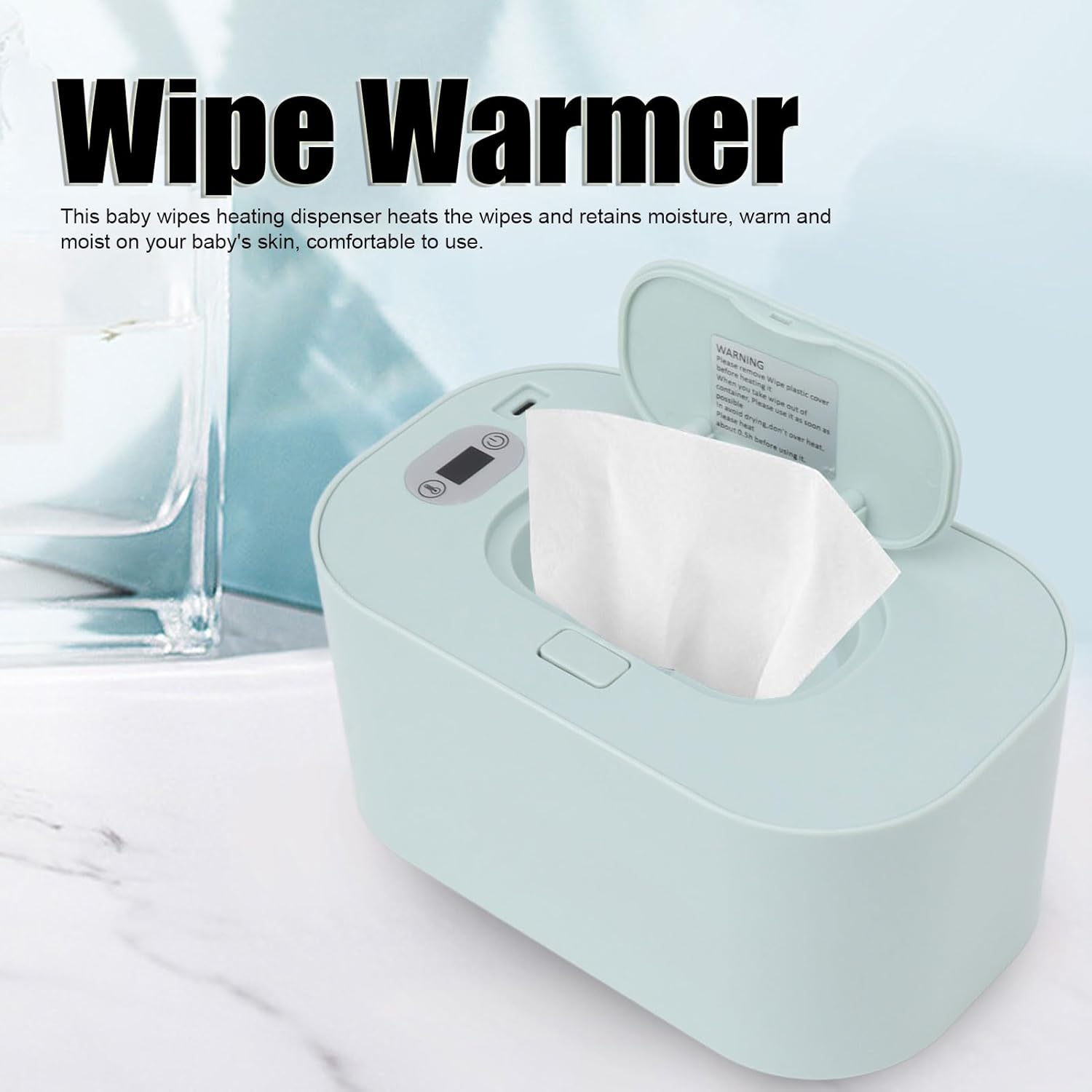 Baby Wipe Warmer, Portable USB Baby Wet Wipes Heater Dispenser Top Heating Plate Large Capacity Wipe Dispenser 5 Temperature Adjustment Diaper Wipe Warmer for Newborn Baby image number 5
