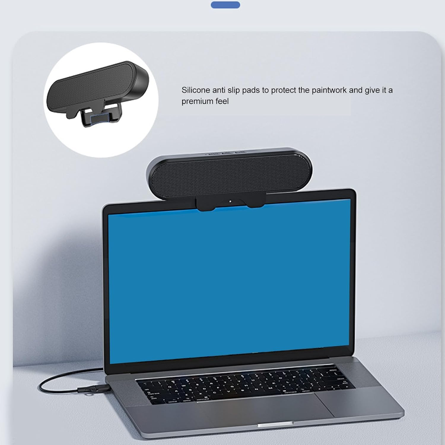 USB Computer Laptop Speaker, Monitor Speakers for Laptop, Portable Mini Sound Bar with Clip On, Stereo USB Powered Speaker, Easily Clamps to Monitor, Convenient Controls image number 4