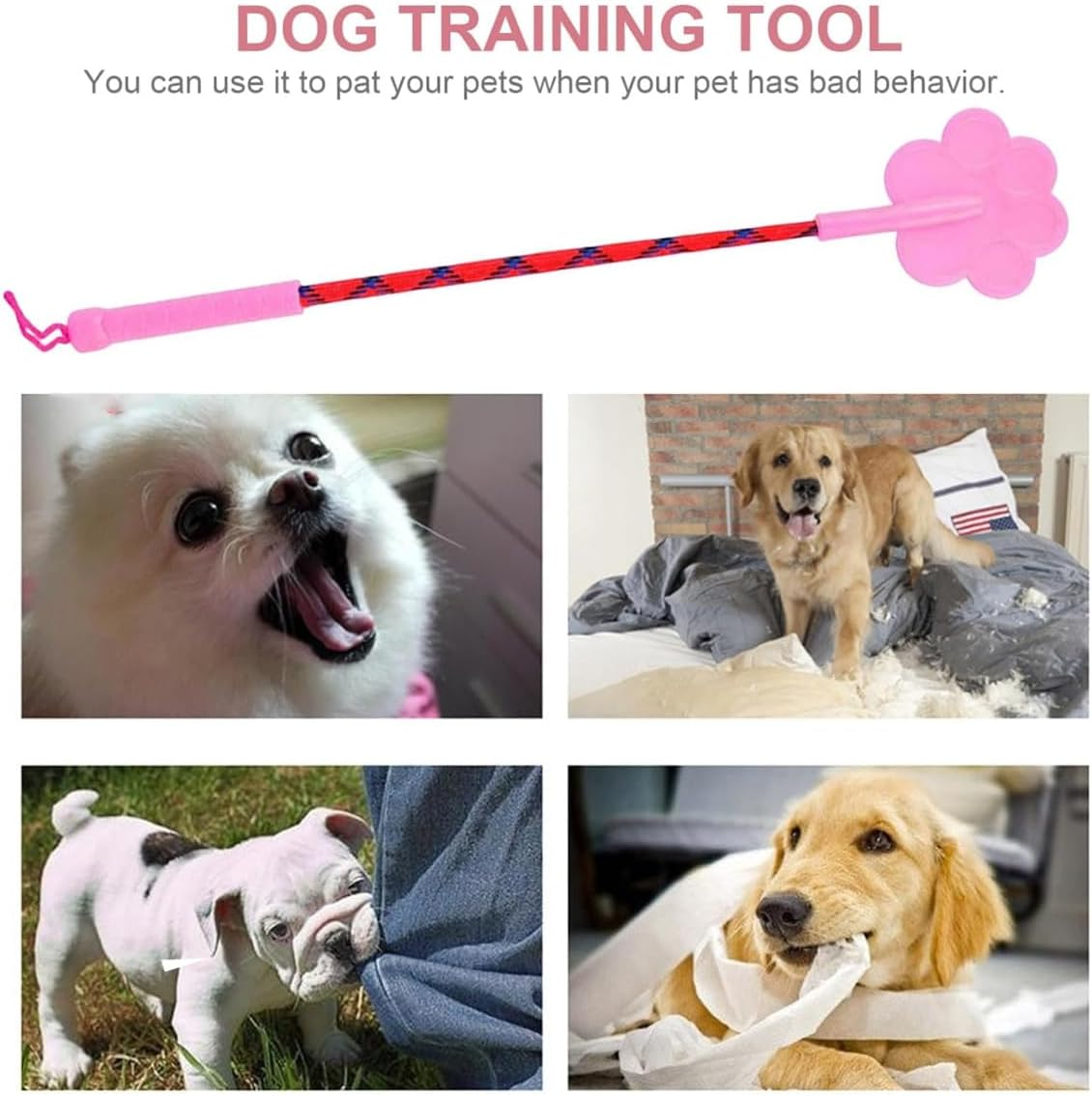 AIMALL 2PCS Flexible Dog Training Stick, Rubber Claw-Shaped Tip, Durable Interactive Pet Training Device, 16.53In Length, Available in Orange, Pink, and Green image number 4