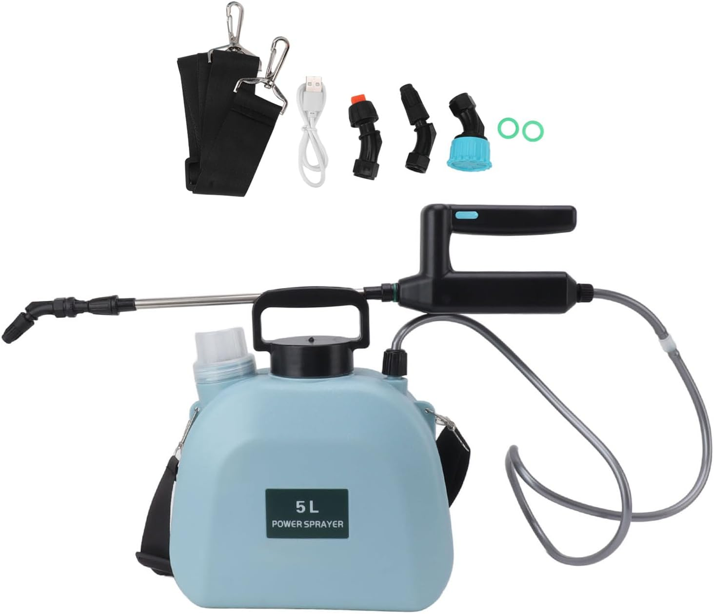 Weed Sprayer, anti Slip Handle Battery Powered Sprayer Automatic Stable Operation Strong Power for Car (5L Blue)