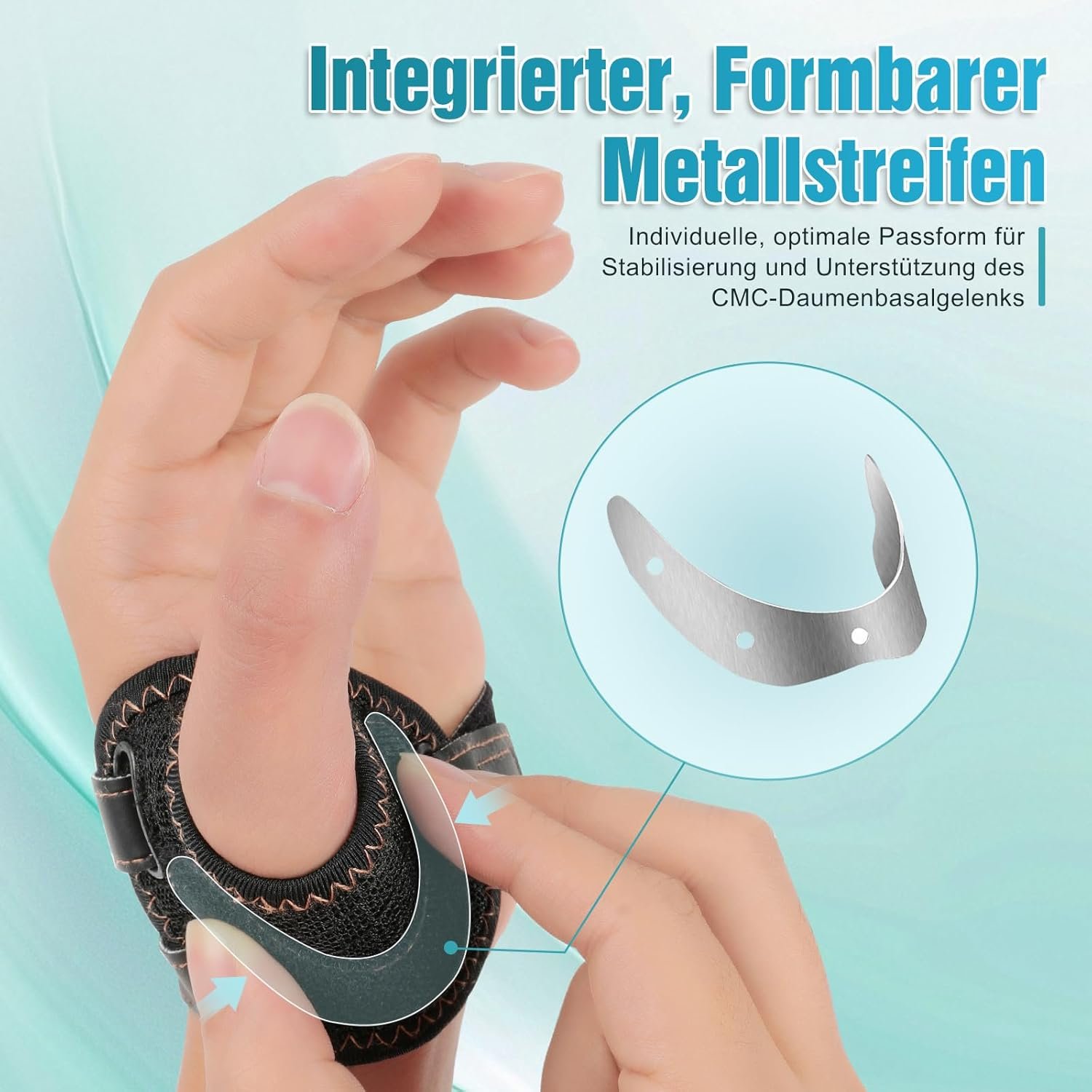 FORTEMOTUS CMC Thumb Orthosis for Saddle Joint Osteoarthritis with 2 Adjustable Straps for Relief from Rhizarthrosis and Base Instability, Left, L, 19-26 Cm