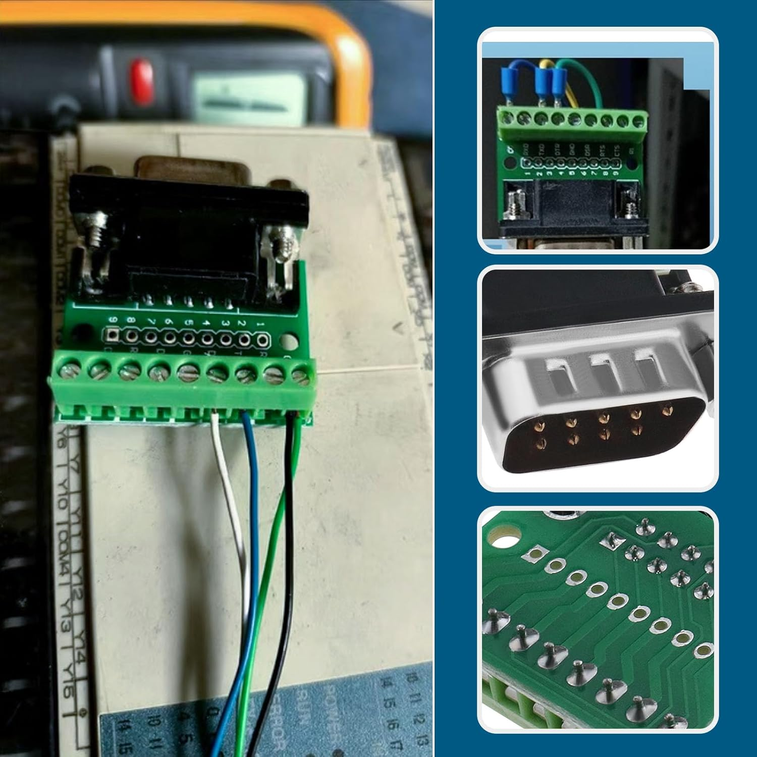 Emagtech 2PCS DB9 Breakout Board Connector 9 Pin 2 Row Male RS232 Serial Port Terminal Block Adapter Solderless Module for Automatic Control Equipment image number 4