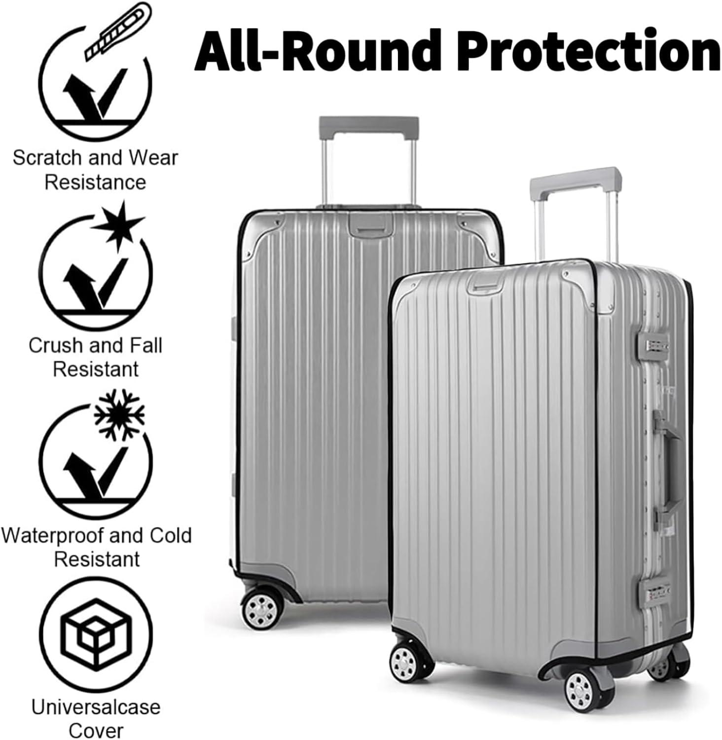 DAWNTREES Luggage Cover,28 Inch Clear PVC Suitcase Cover Protectors Luggage for Wheeled Suitcase,Travel Accessories (28Inch) image number 1