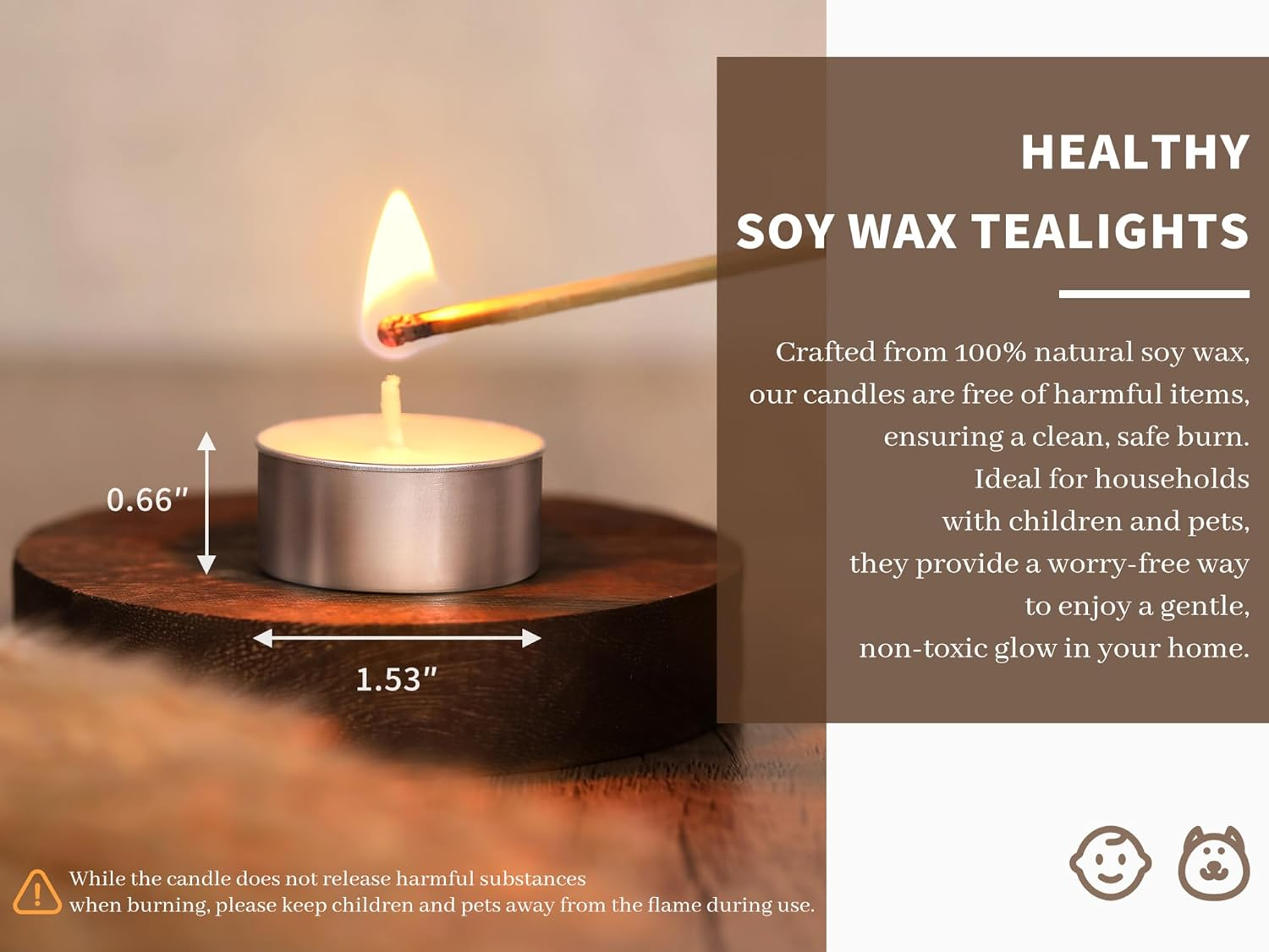 Soy Wax Tealight Candles | 100 Pack - 6 Hour Long Burning Tea Lights, 100% Natural, Paraffin-Free, Unscented Tealights for Party, Home, Wedding, Emergency