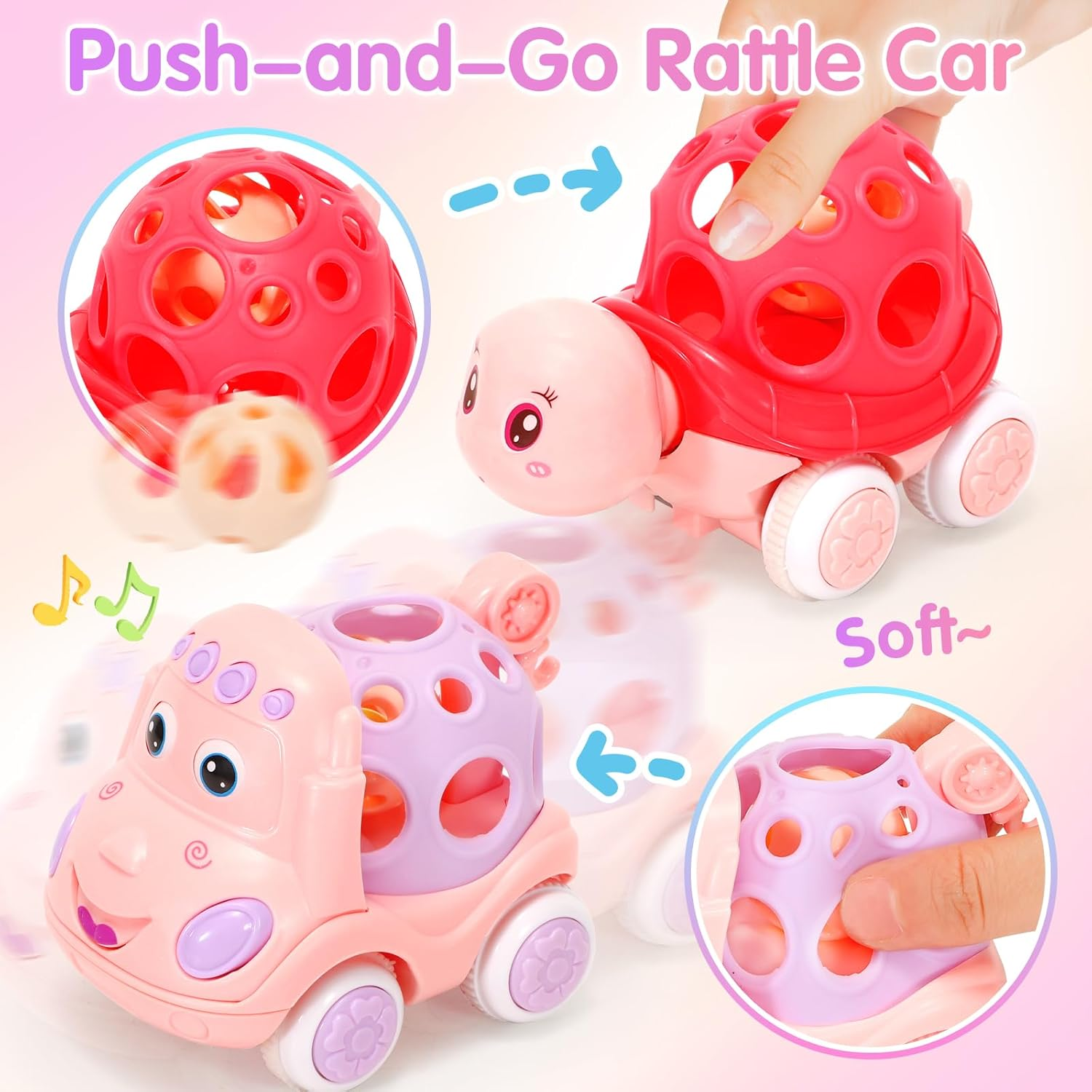 Amidear Baby 1-2 Year Old Girl, 10-In-1 Montessori Toys Bus for Baby 6-12-18 Months+, First Christmas and Birthday Gifts, Educational Musical Sensory Learning Toddler Toys Age 1-2, Pink image number 5