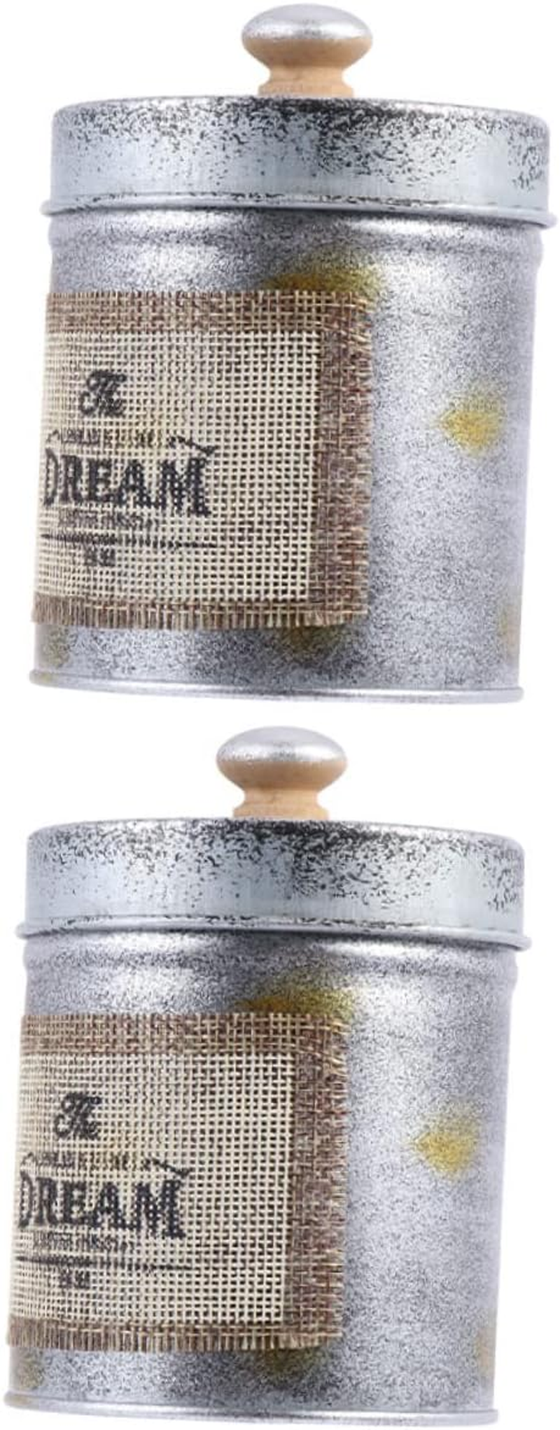 RORPOIR 2Pcs Retro Iron Storage Jar Lid Vintage Iron Kitchen Canister for Home Decor and Photography Props image number 4