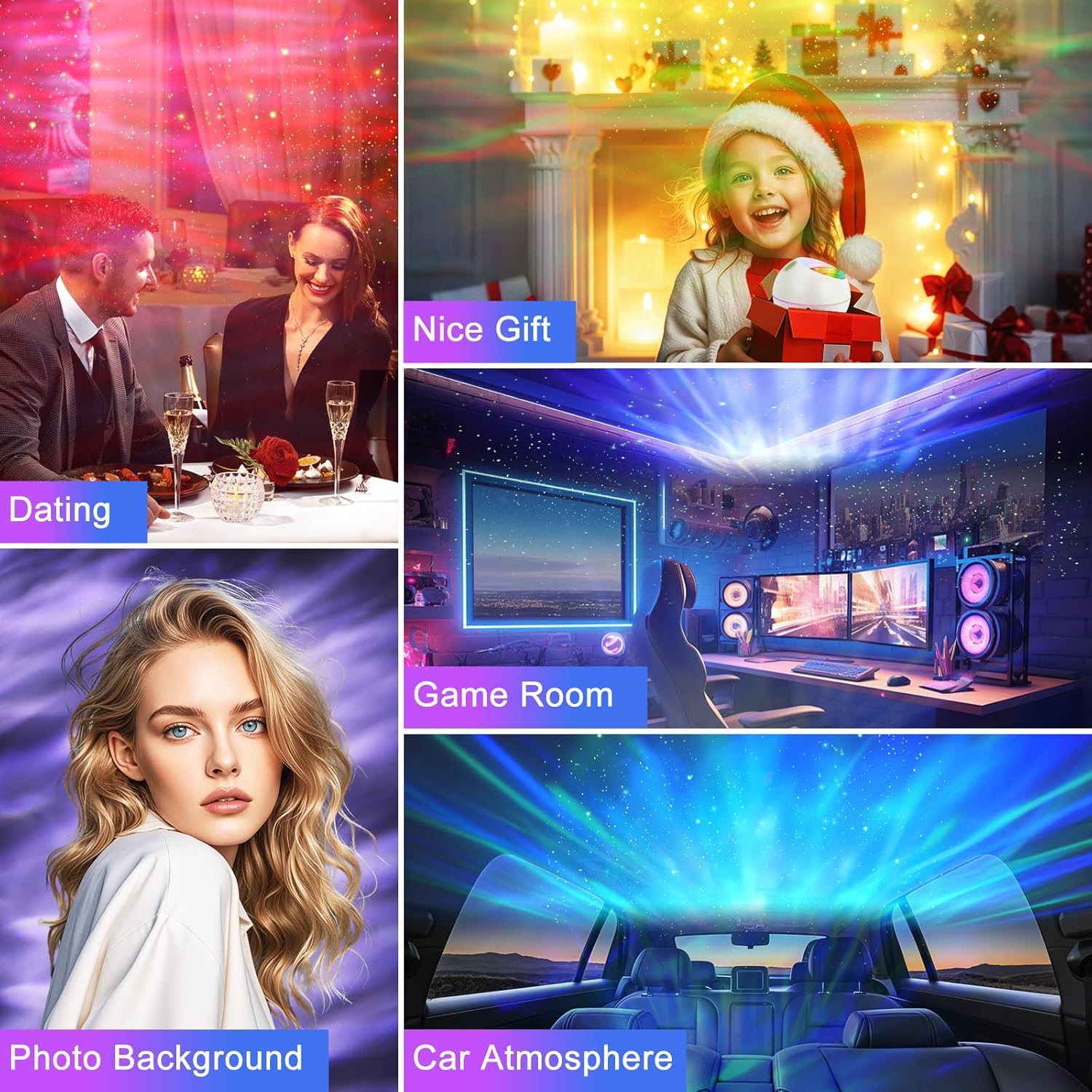 Galaxy Star Projector with 162 Lighting Modes & Remote Control - Aurora Nebula Night Light for Bedroom, 360 Degree Magnetic Base, Kids Adults Home Theater Game Room Decor image number 5