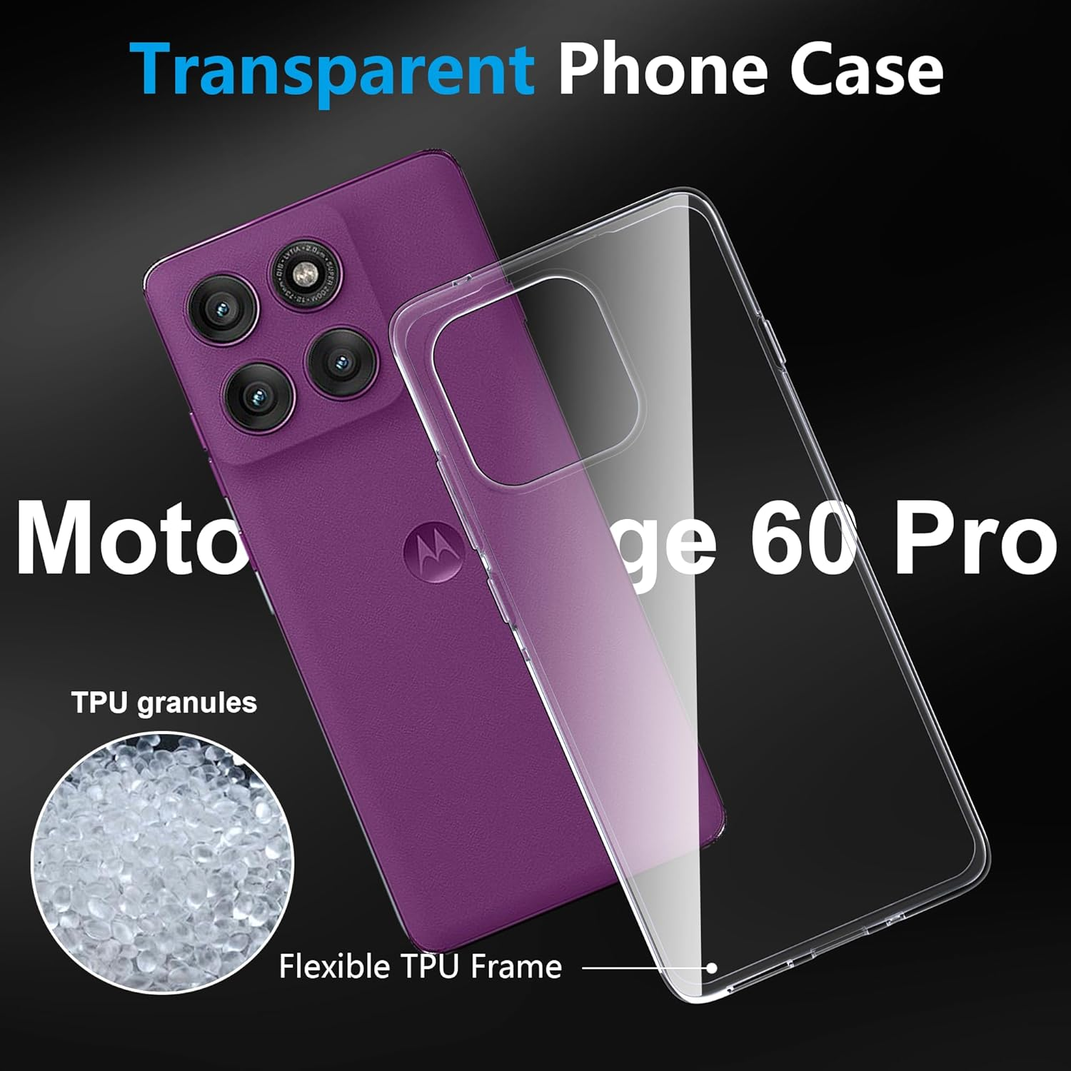FDHYFGDY Case for Motorola Edge 60 Pro Protective Case, Transparent Shockproof Silicone Mobile Phone Case, Clear, Thin, Soft TPU Bumper Cover Case image number 1