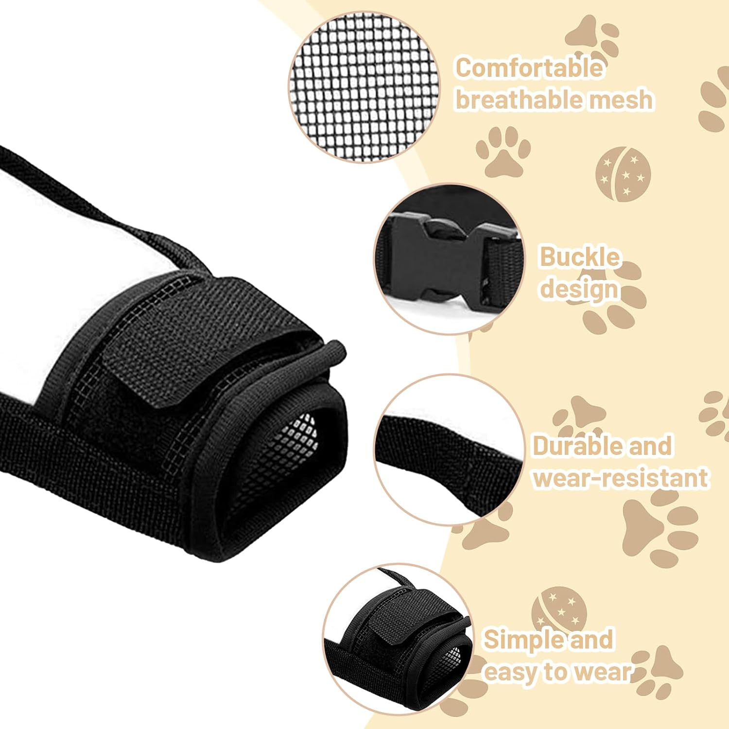 2PCS Muzzle for Small Dog, Small Dog Muzzles for Dachshund and Jack Russell, Breathable and Adjustable anti Bark Muzzle for Training and Outdoor Safety (Black) image number 1