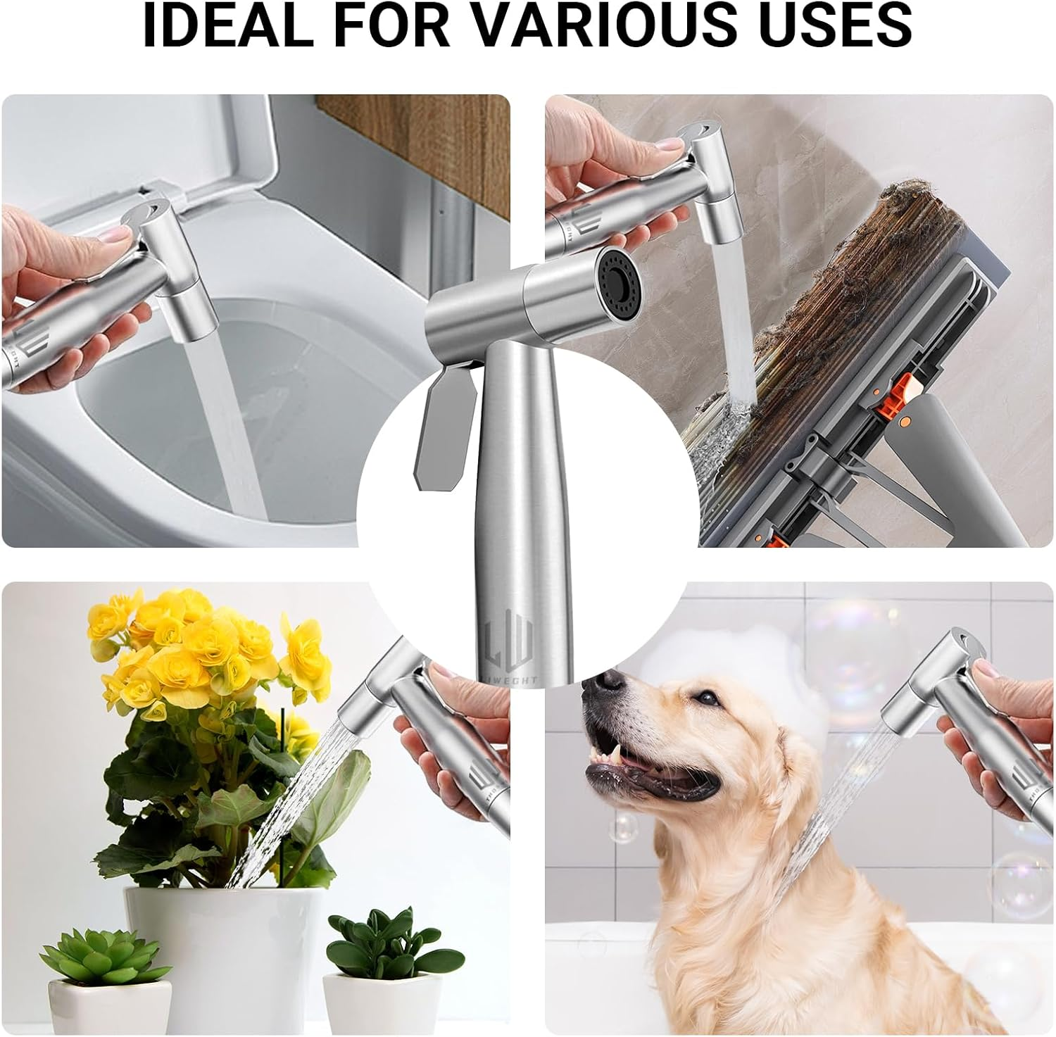 LIWEGHT Handheld Bidet Sprayer for Toilet - Adjustable Water Pressure Jet Spray with Bidet Hose for Feminine Wash，Stainless Steel Baby Cloth Diaper Spayer, Muslim Shower Bidet Attachment image number 4