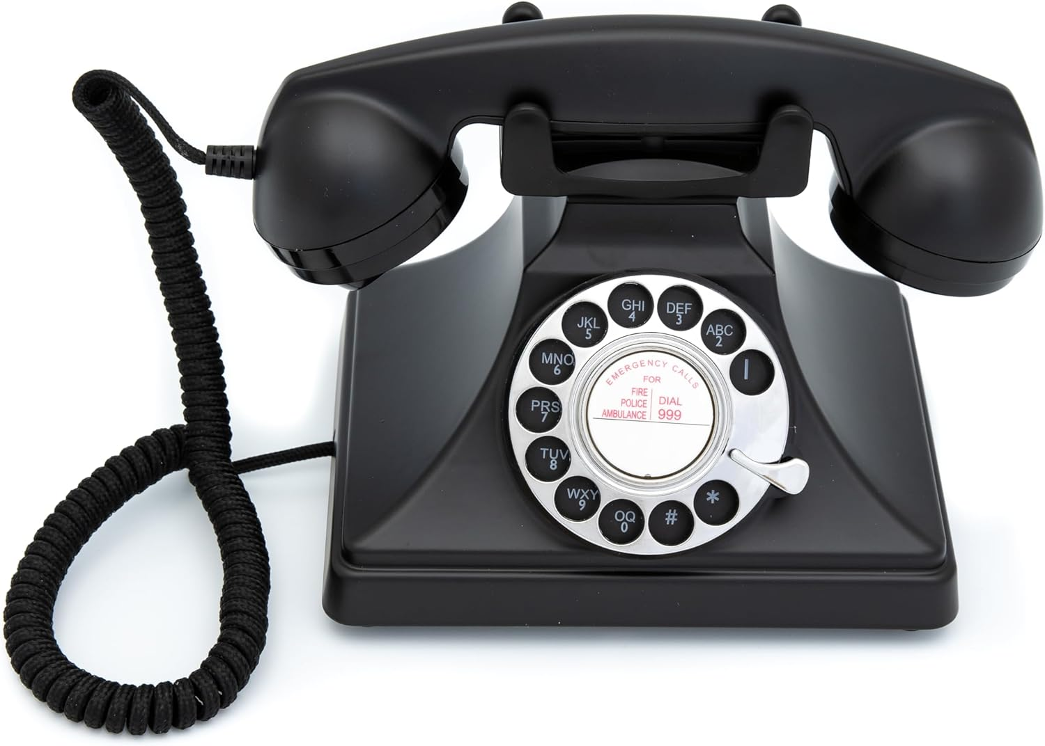 GPO 200 Classic Vintage Phone - Rotary Dial, Cloth Cord, Traditional Bell Ring Tone - Black image number 5