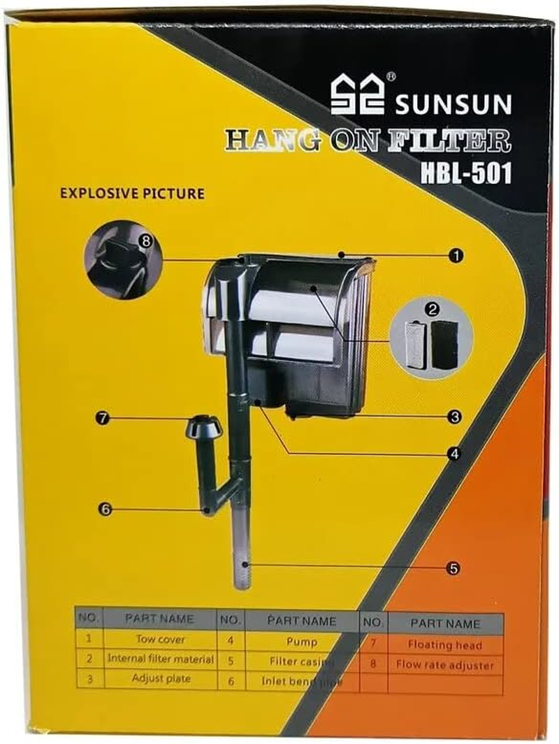 SK Aquatic SUNSUN HBL-501 Hang on Back Filter Planted Aquarium Filter (Mechanical Filtration for Fresh Water)