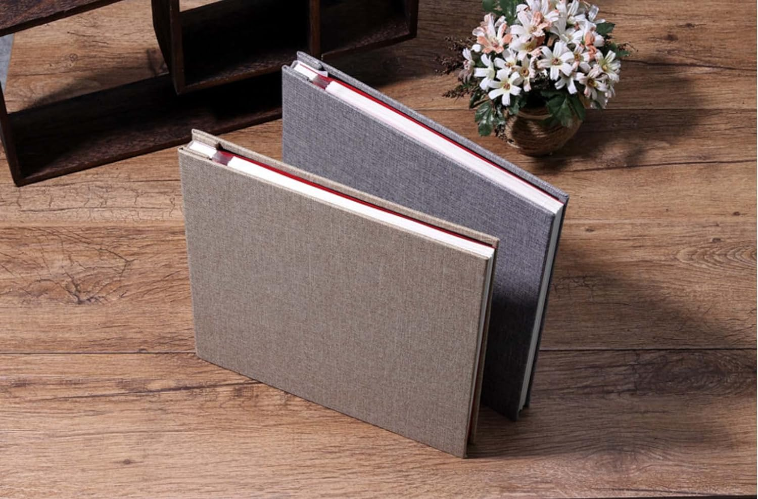 Cotton Linen Self Adhesive Scrapbook DIY Photo Album 20 Sheets - Gray image number 5