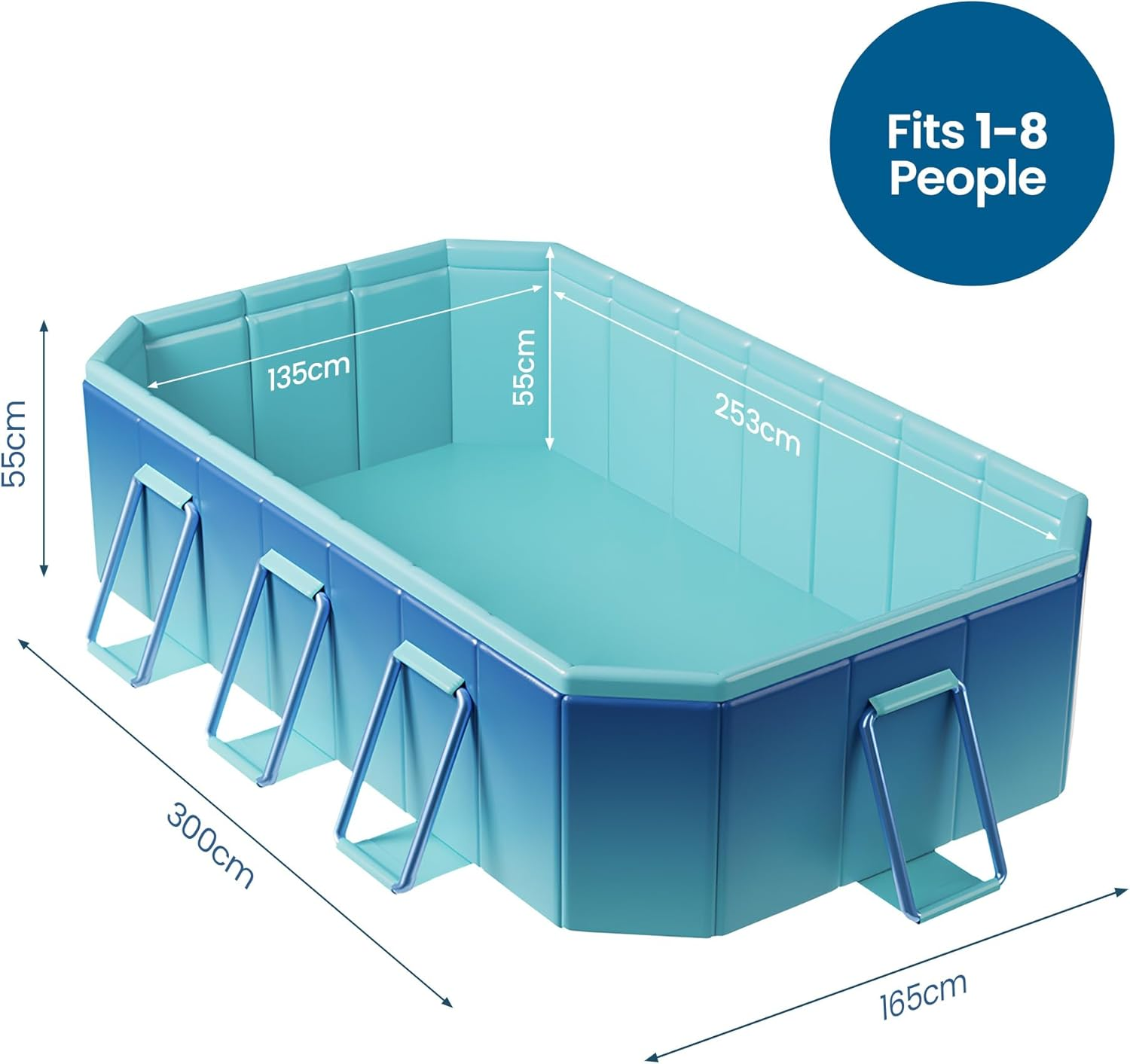Outdoor360 Swimming Pool Foldable above Ground PVC Pool Kids Adult Outdoor Pool | Portable, Foldable Swimming Pool with Drain Valve | Outdoor Large Swimming Pool (3M) image number 5