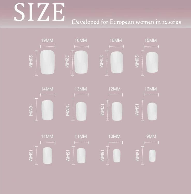 Sethexy French Short Square False Nails Collection Fashion Press on Nails Glossy Fake Nails 24Pcs Acrylic Stick on Nail Tips image number 6