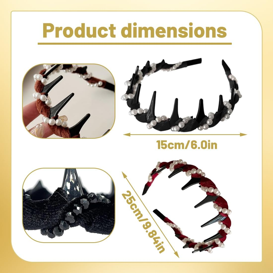 Pack of 3 Pearl Zigzag Headbands, Pearl Shark Tooth Hair Comb, Hard Headbands, Women'S Wavy Plastic Headband, Make up Headband, for Sports, Fitness, Daily Girls, Women, Men