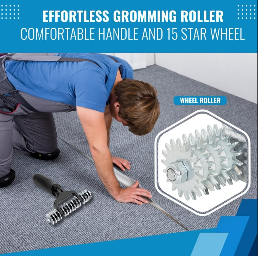 Zimpty ZY393 Seaming Roller Seaming Spiked Star Grooming Carpet Pile Roller image number 6
